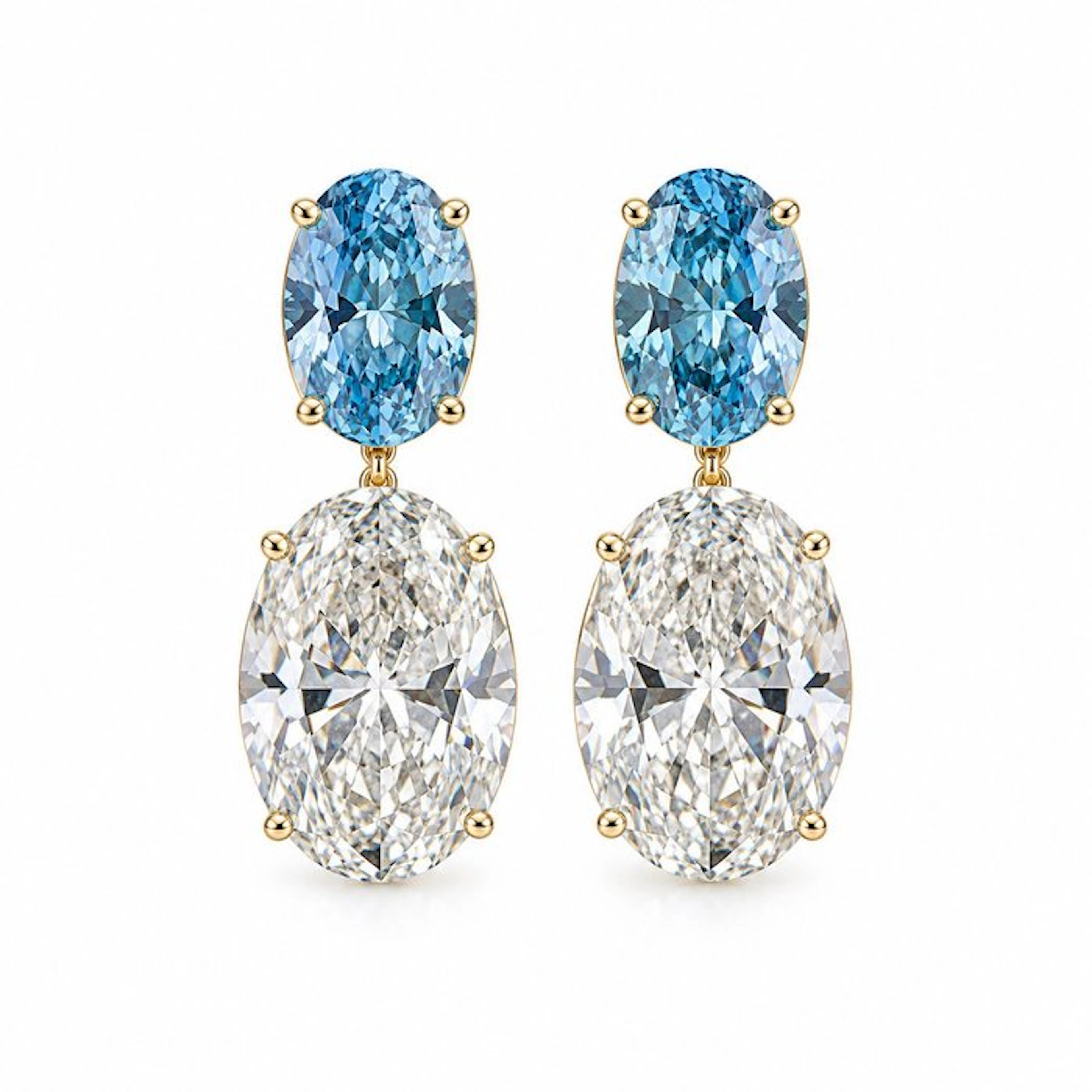 Earrings - 14 kt. Yellow gold - 13.04ct. tw. Diamond (Lab-grown) - Diamond