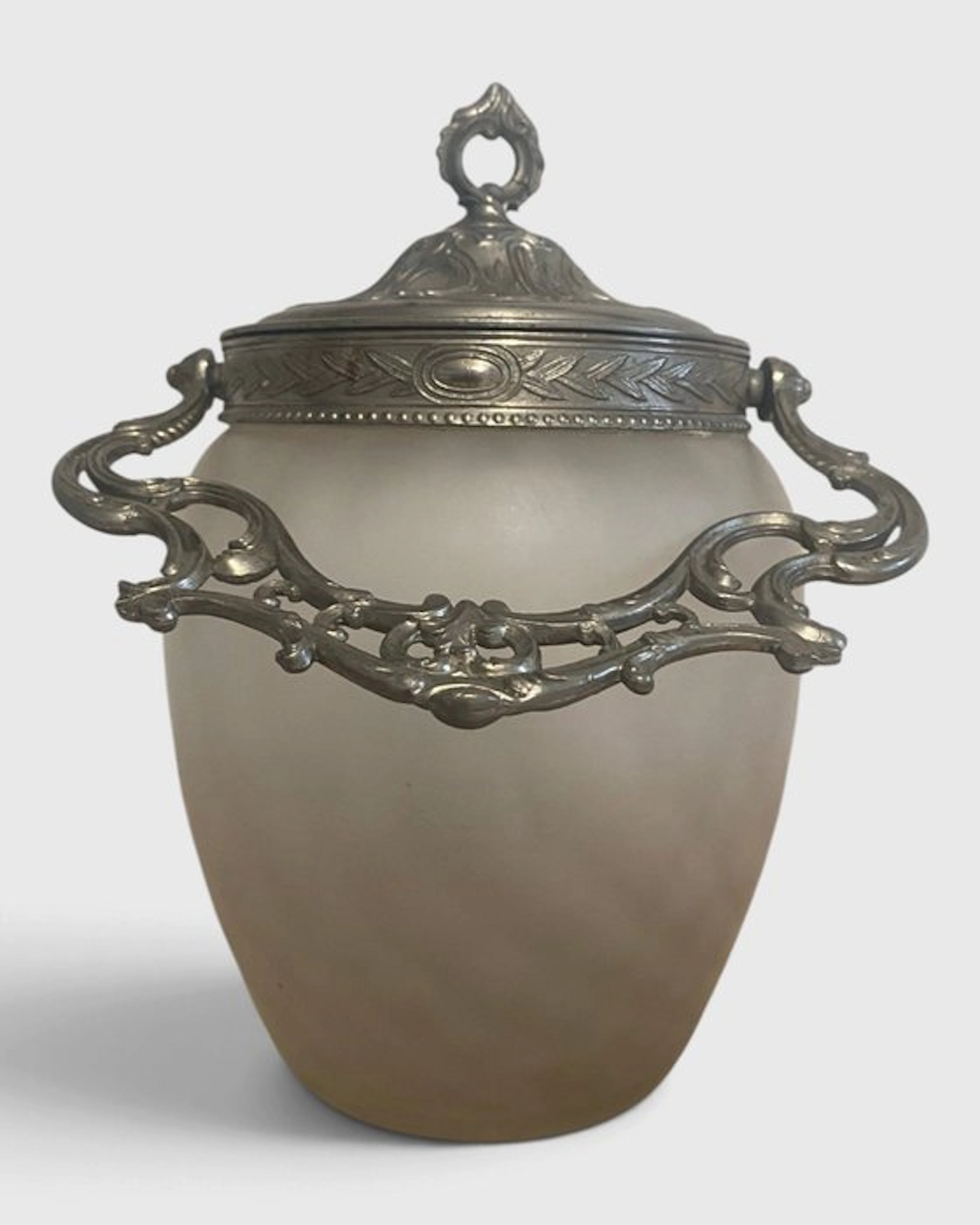 Cookie jar - Glass, Spelter - cookie jar