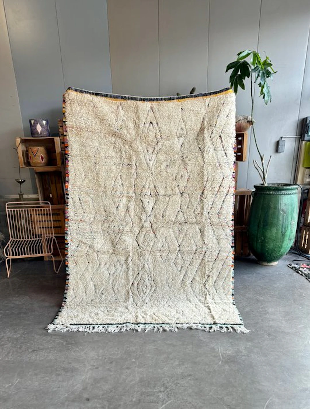 Moroccan Beni ourain Rug – Handmade Berber Carpet - Rug - 240 cm - 160 cm