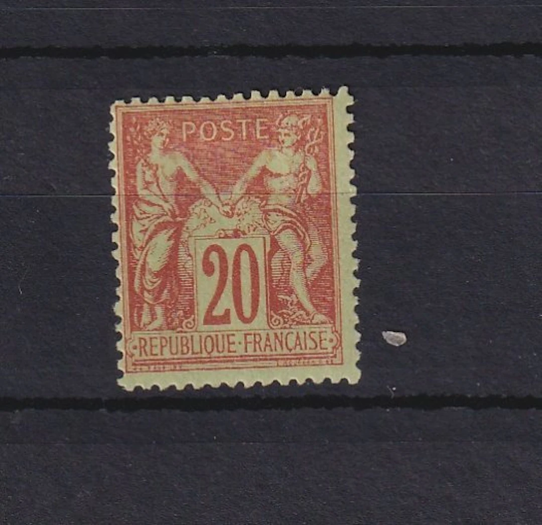 France 1884 - garrance sur vert , sage type II 20c - Yvert n°96a