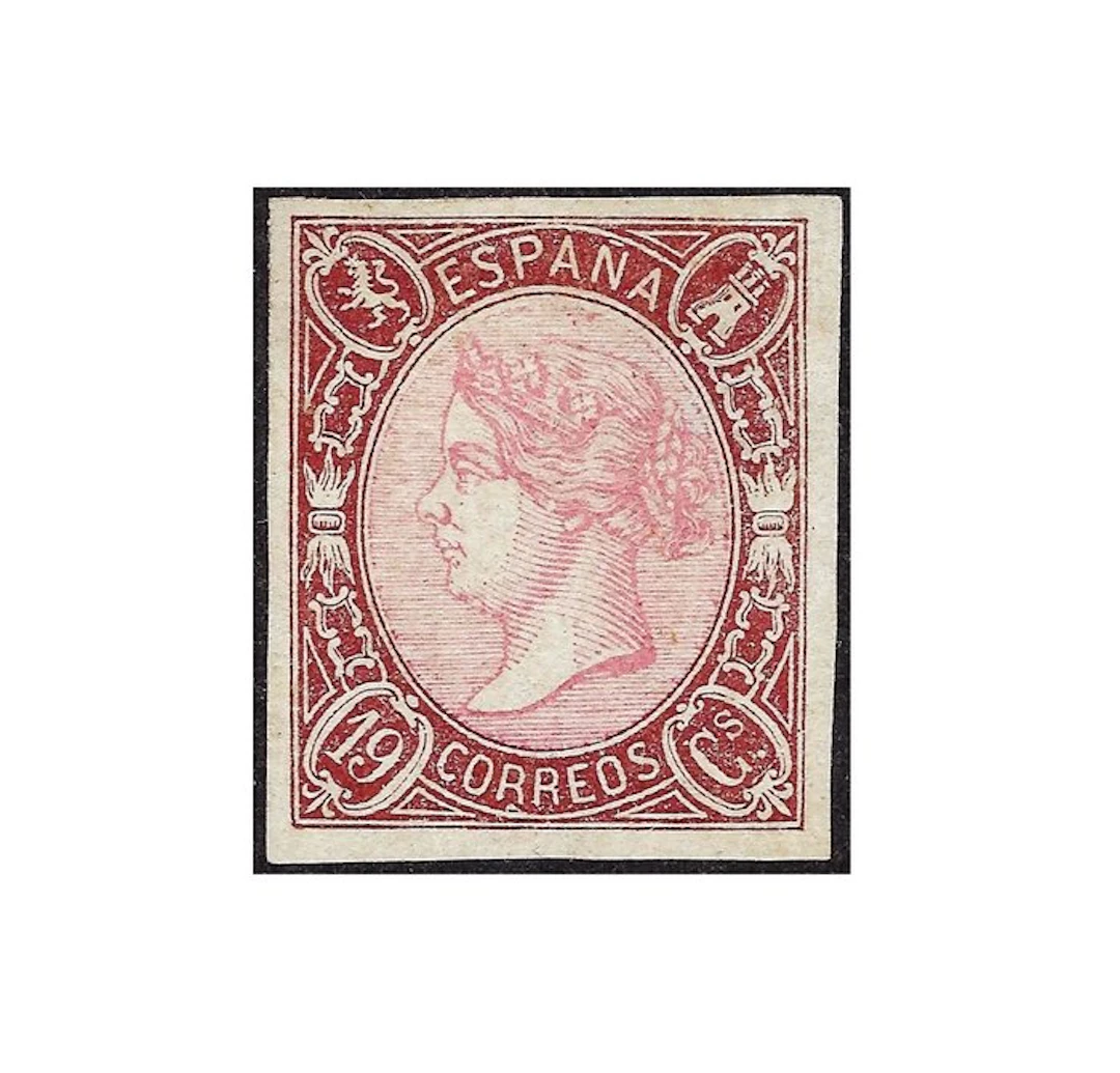 Spain 1865 - Isabel II 19 cuartos castaño y rosa...