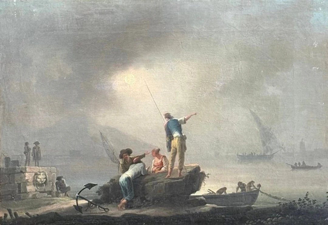 Francesco Fidanza (1747-1819) - Paesaggio con Pescatori
