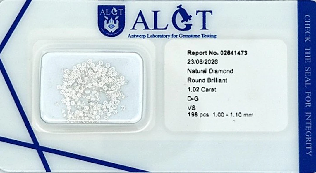 198 pcs Diamond (Natural) - 1.02 ct - Round - F