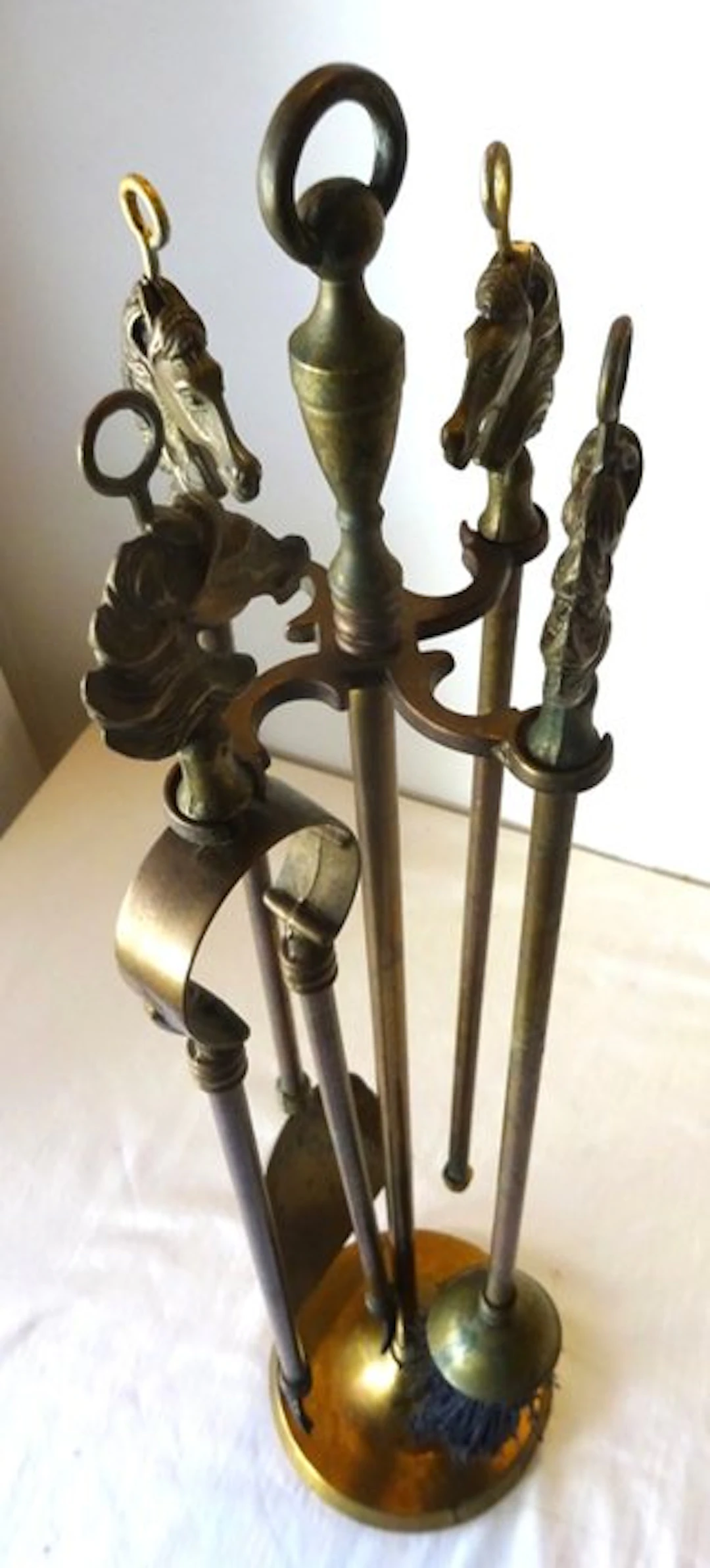 Fireplace accessory (5) - Vintage Hair Set with Horse Heads - Brass, Copper