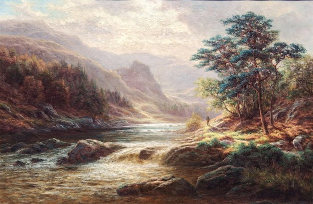 William Mellor (1851-1931) - River landscape, Dovedale, Derbyshire