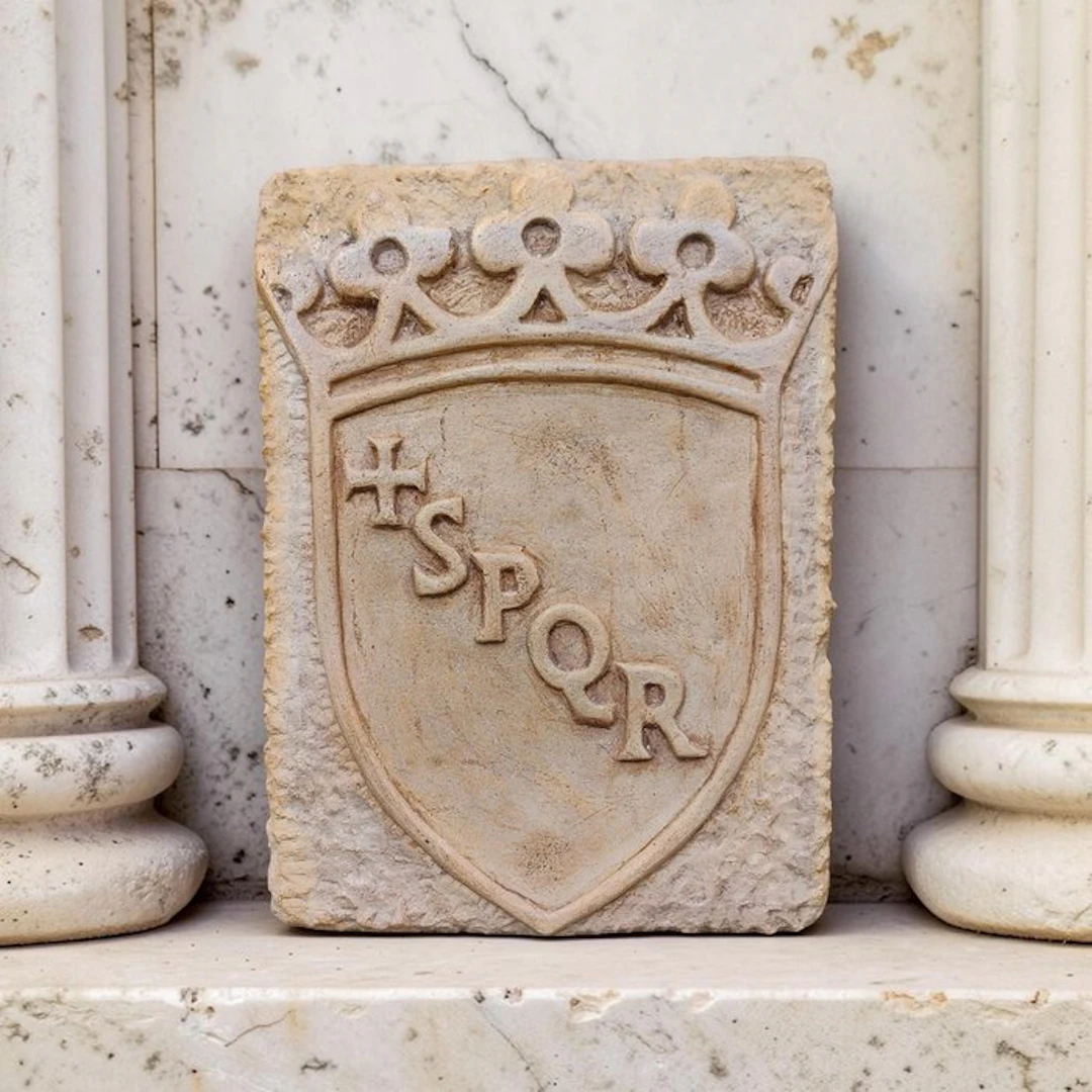 Sculpture, Stemma SPQR - Senatvs PopvlvsQve Romanvs - 25 cm - Cast Stone