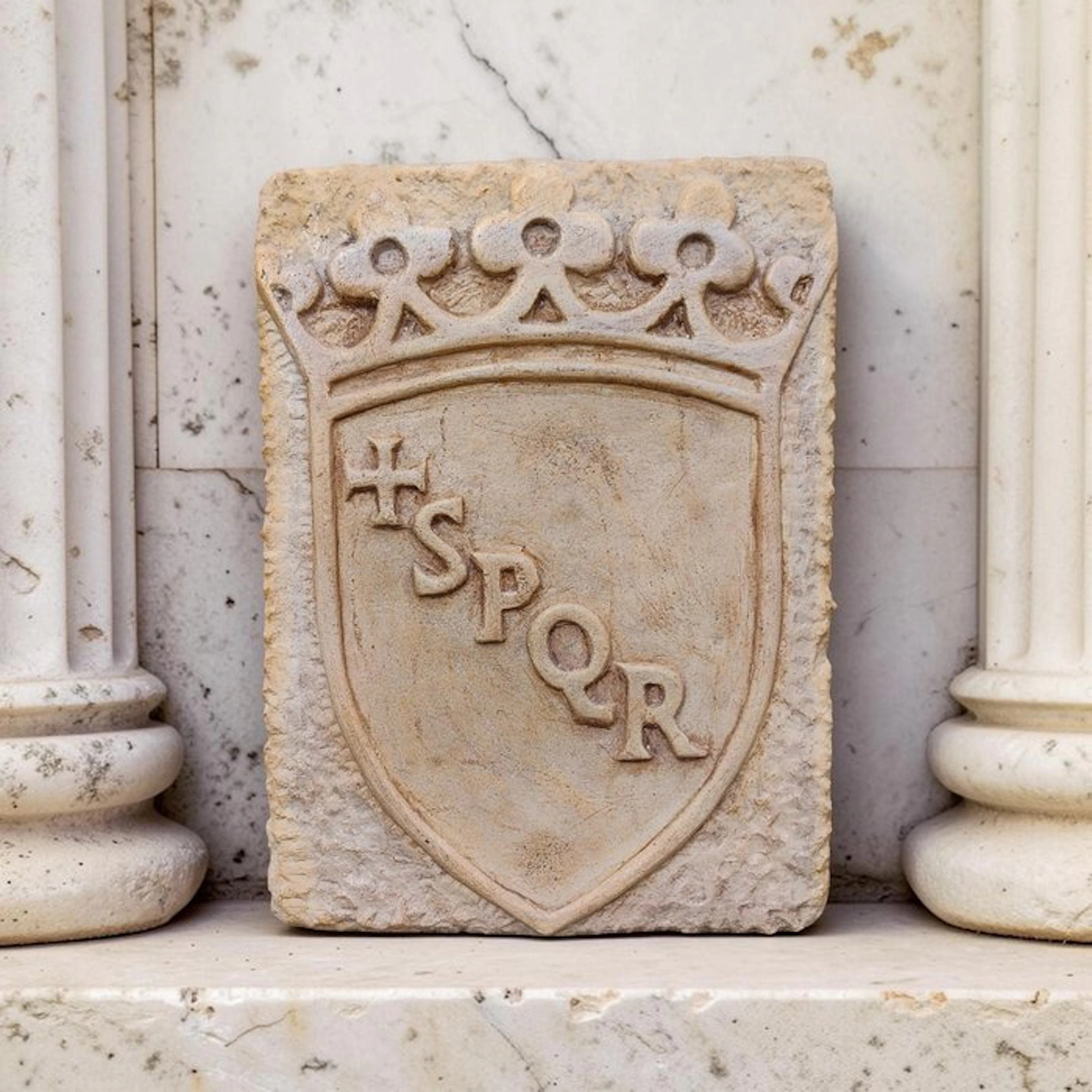 Sculpture, Stemma SPQR - Senatvs PopvlvsQve Romanvs - 25 cm - Cast Stone