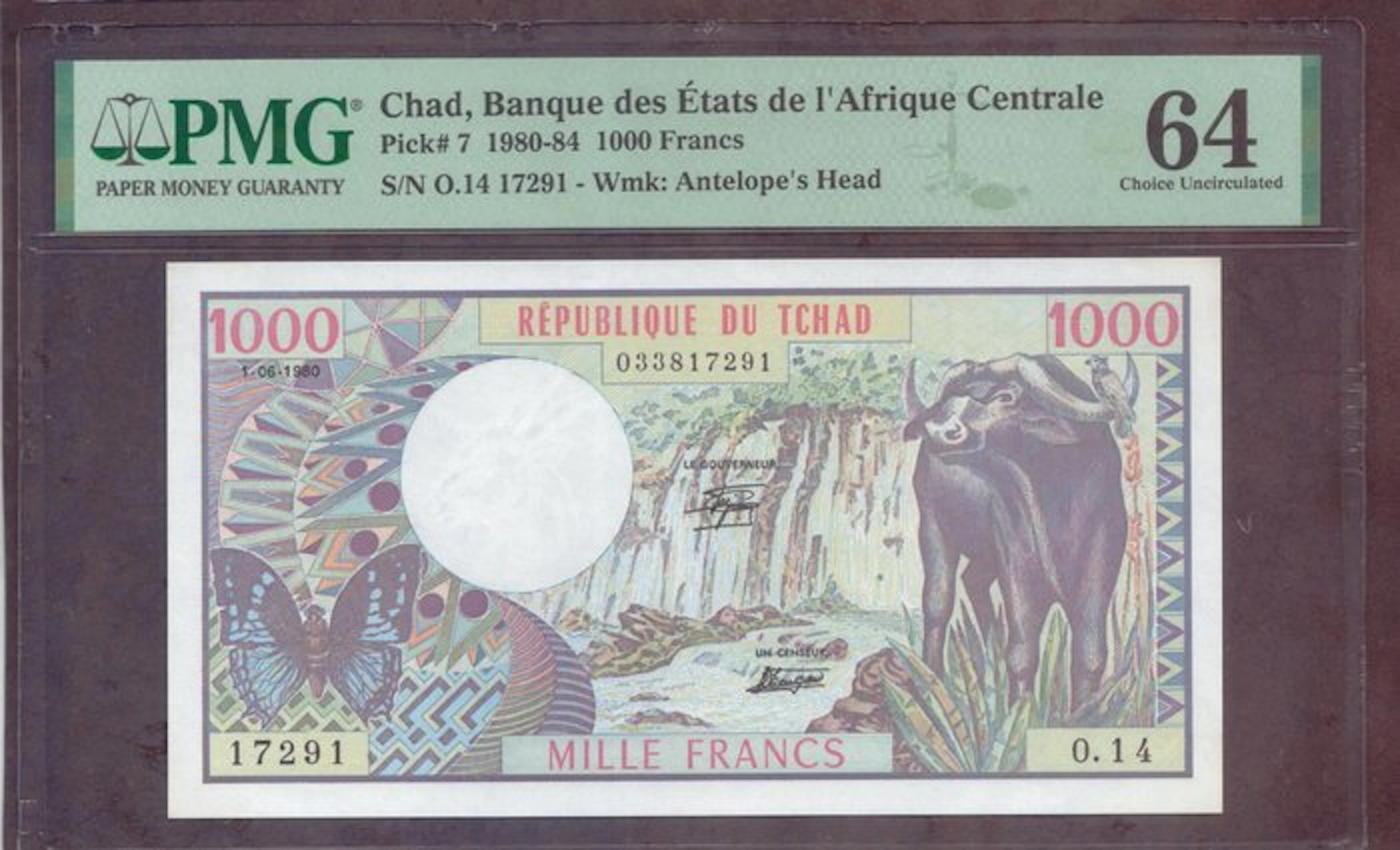 Chad. - 1000 Francs - 1980 - Pick 7
