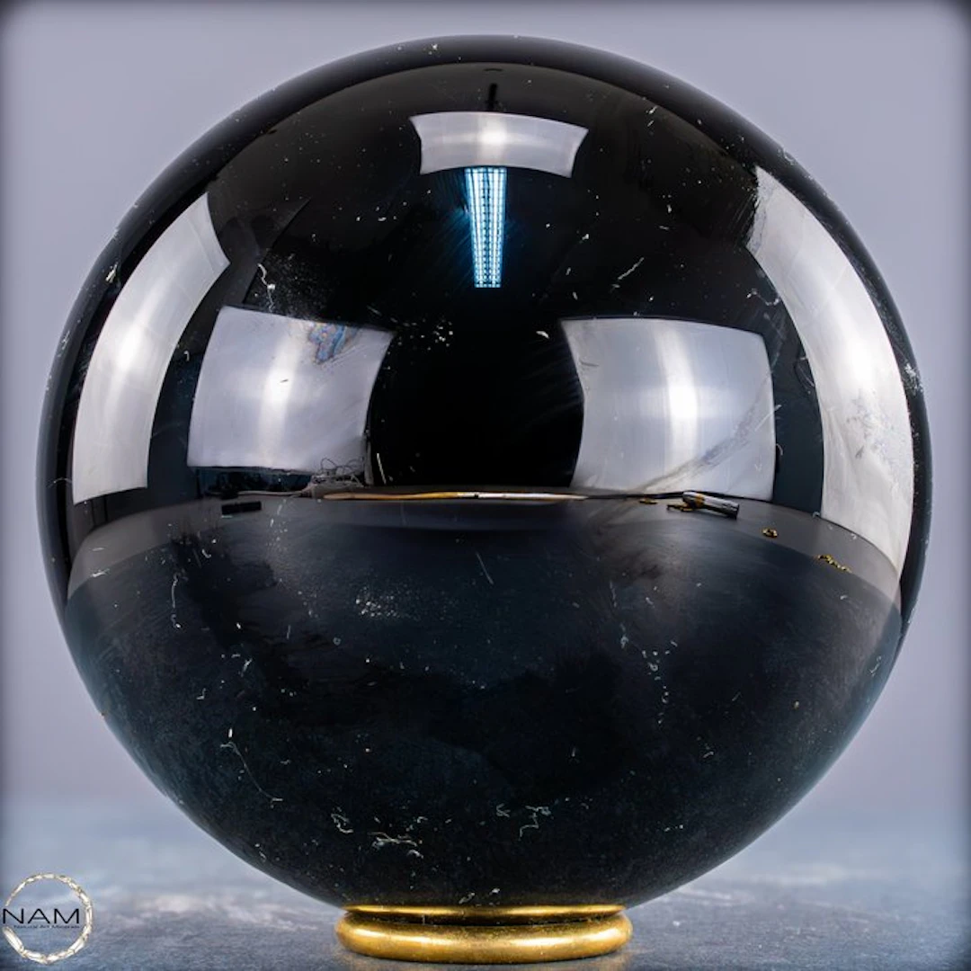 Natural Top Quality Sparkling Black Obsidian Sphere- 2606.81 g