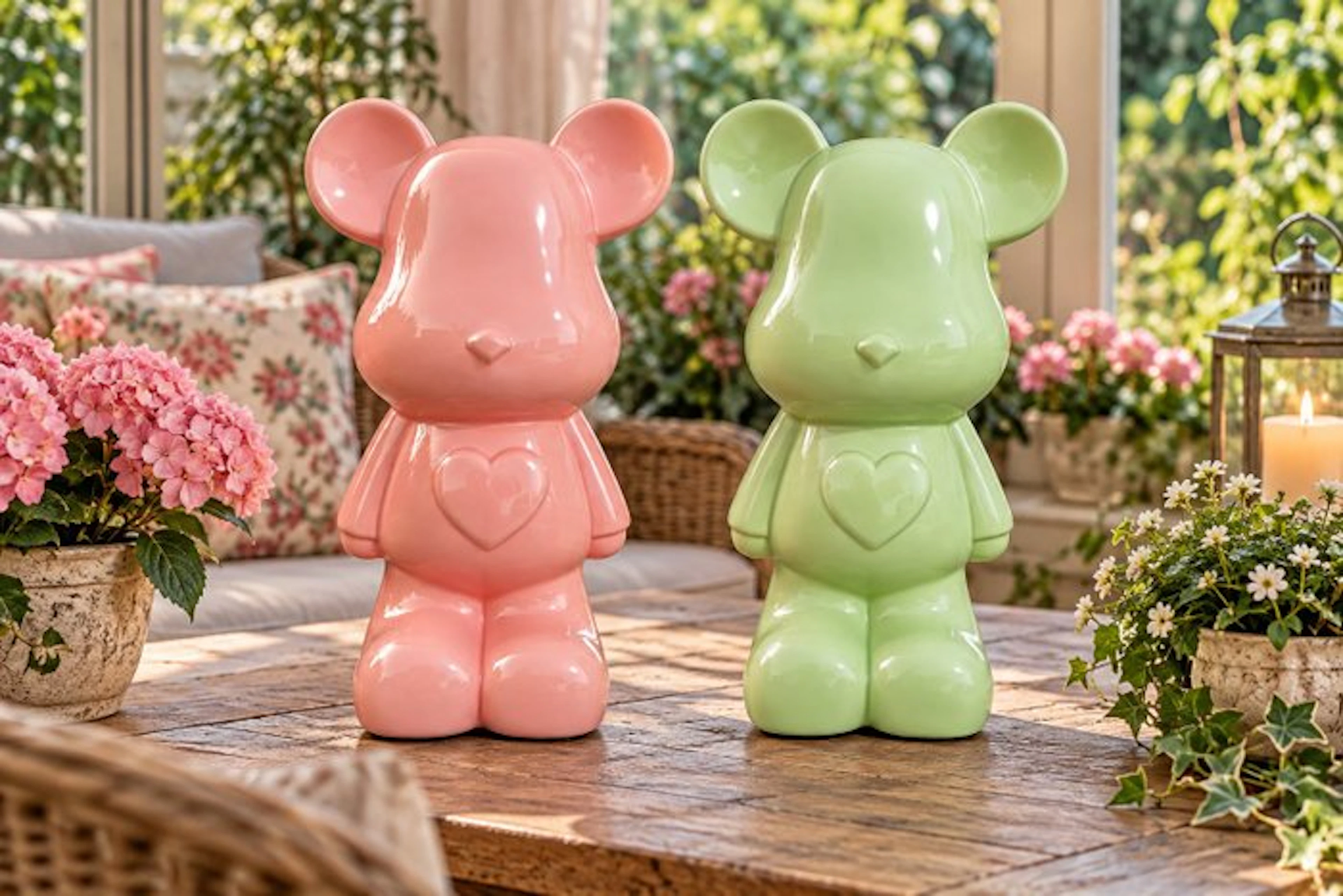 Statue, design teddy bear - 27 cm - polyresin
