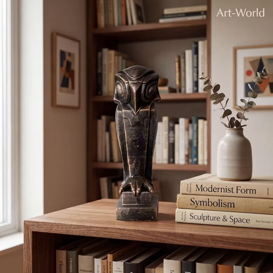 Statue, Decoratief Art Deco-stijl uilsculptuur 2.3 kg...