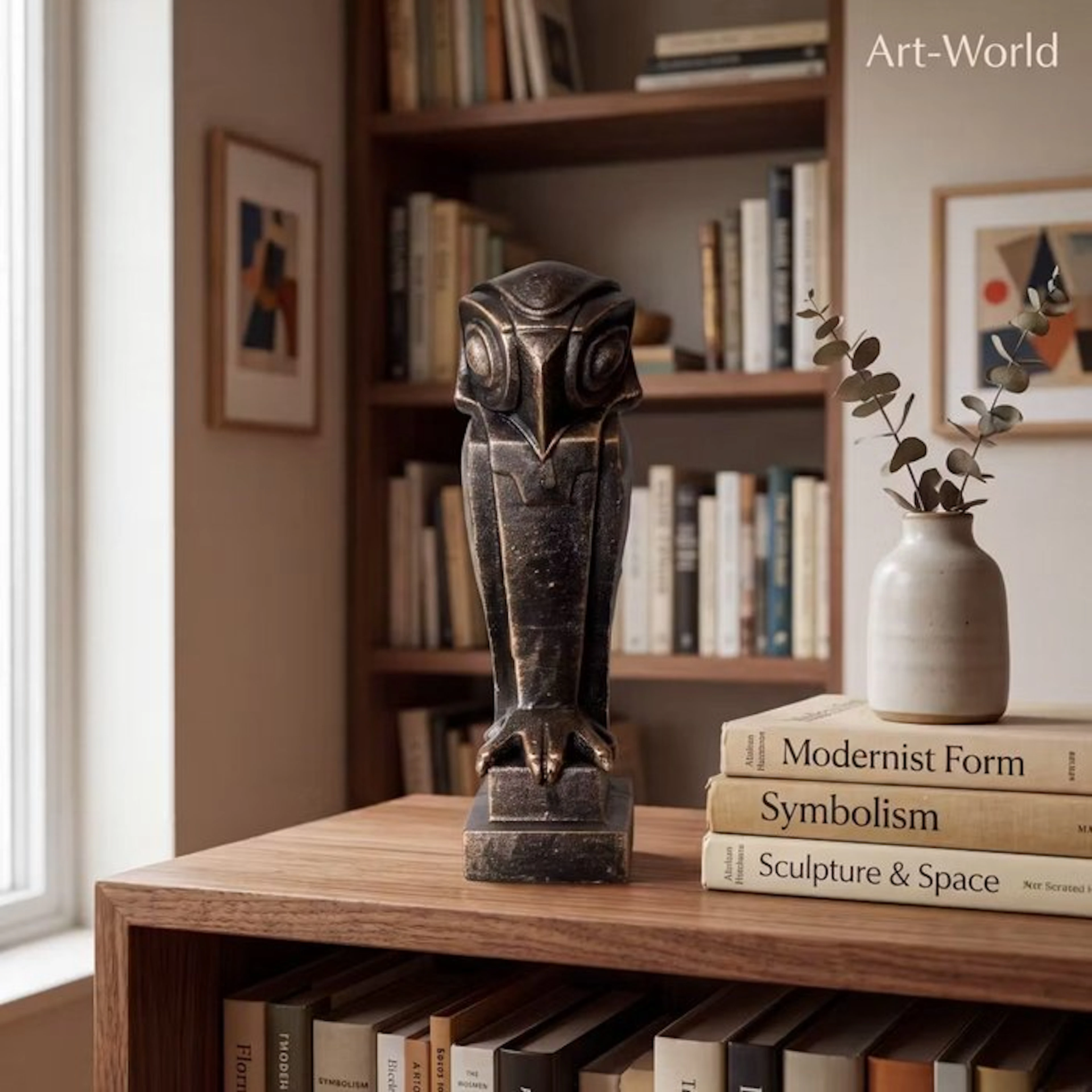 Statue, Decoratief Art Deco-stijl uilsculptuur 2.3 kg...
