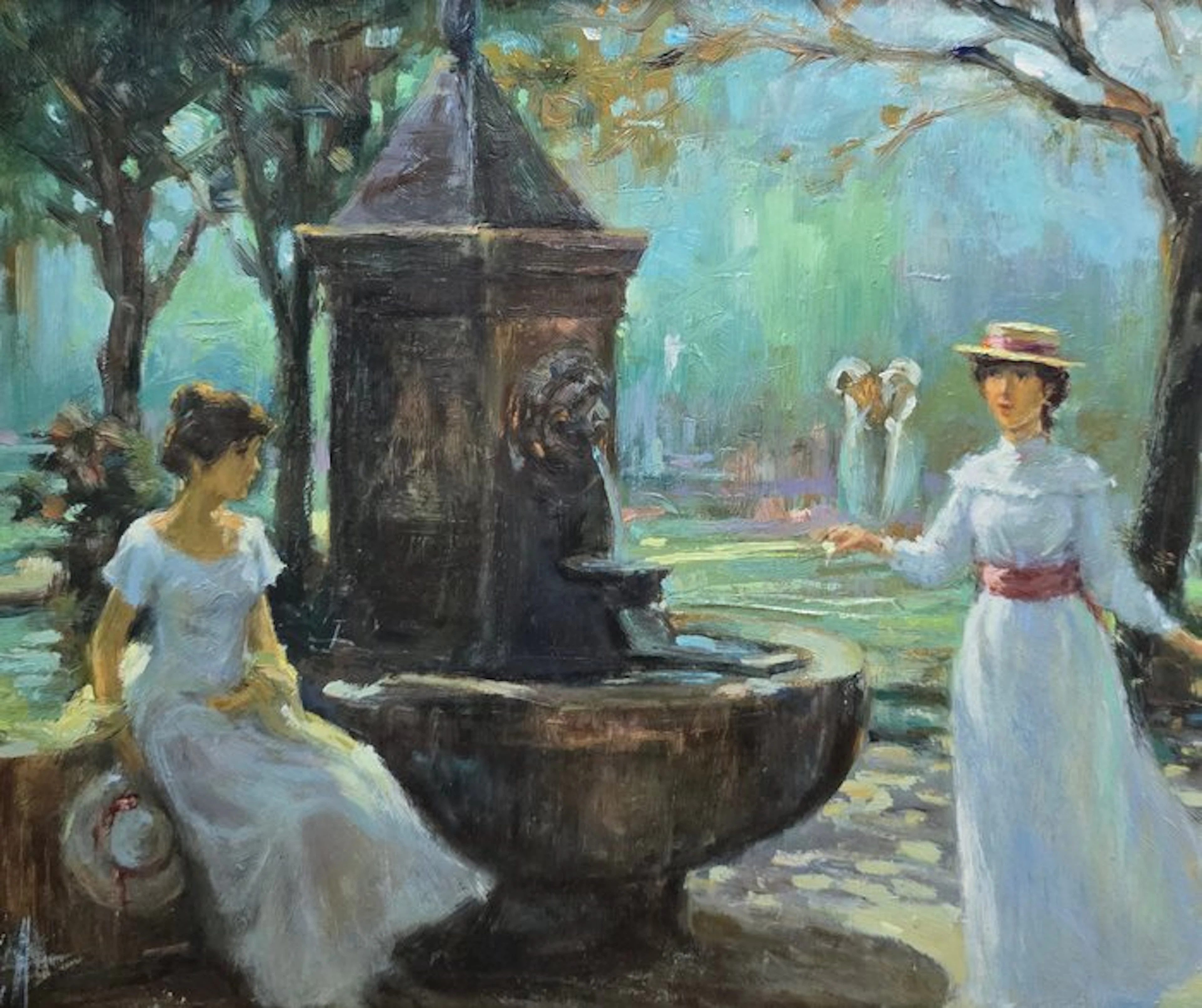 École française (XX) - Rencontre dans le jardin