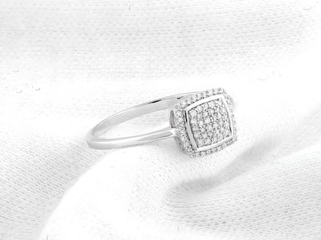 No reserve price - Ring - 14 kt. White gold - 0.13ct. tw. Diamond (Natural)