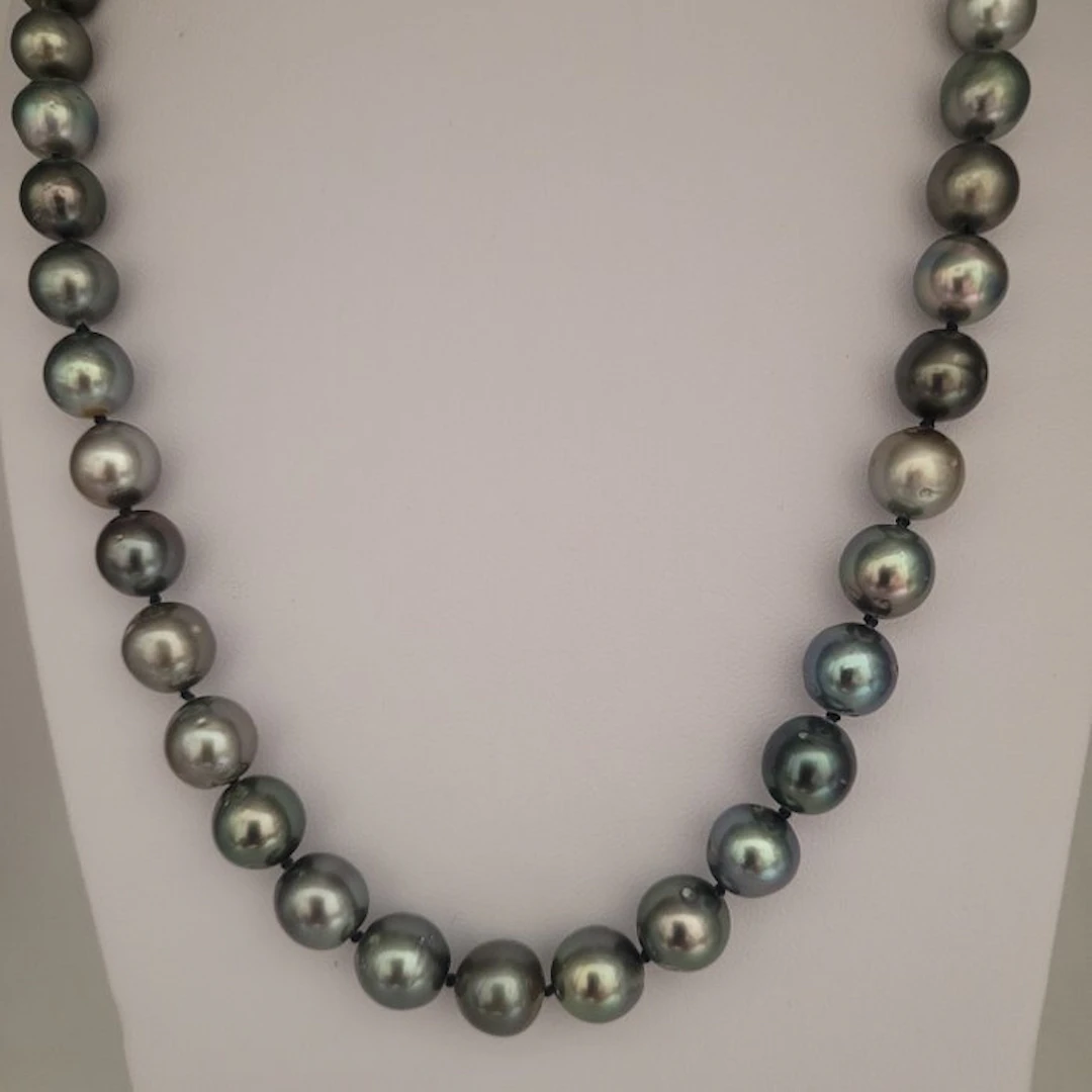No reserve price - Necklace Silver Pearl - Tahitian Pearl