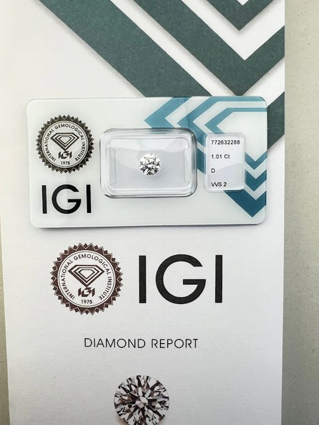 1 pcs Diamond (Natural) - 1.01 ct - Round - D...