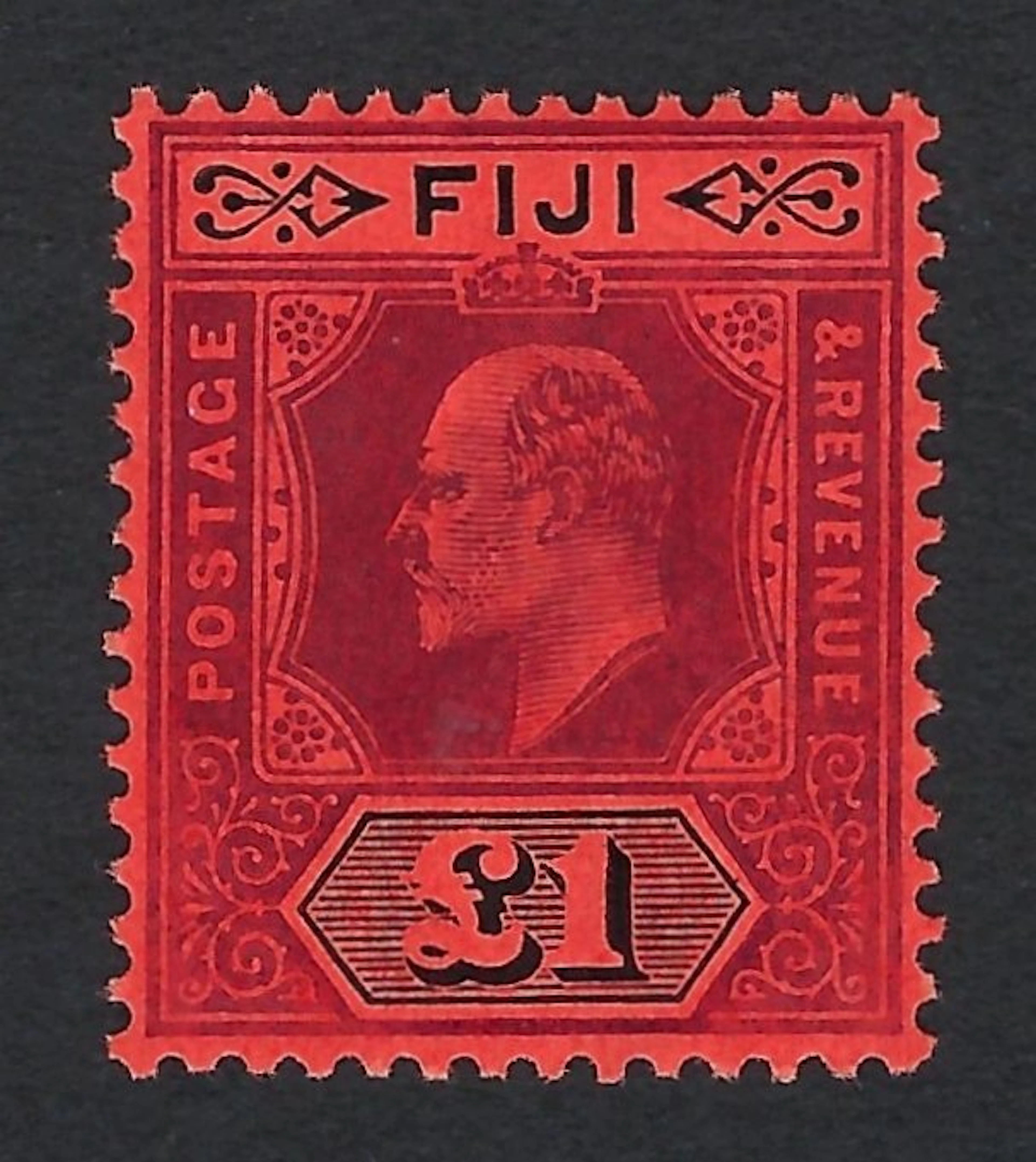 Fiji 1912 - King Edward VII £1 Purple & Black/Red - Stanley Gibbons Nº 124