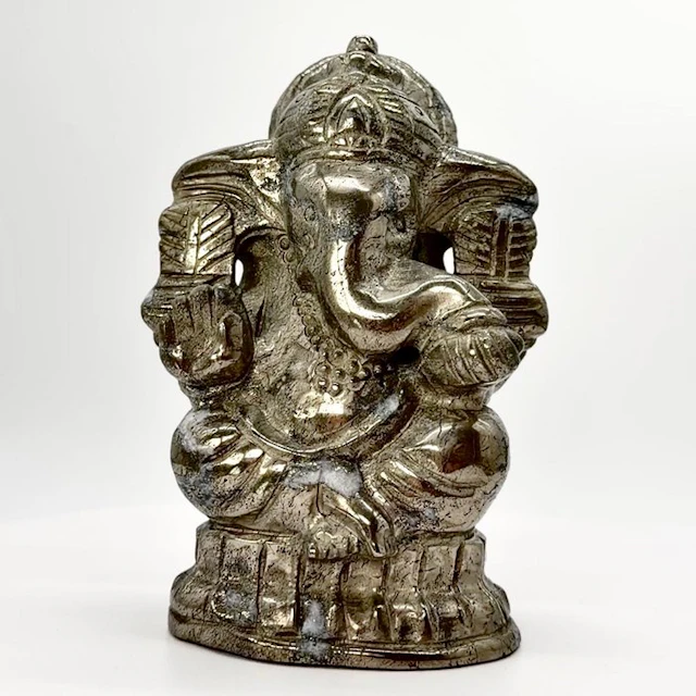 XXL - Ganesh in Pyrite x Quartz - premium Carving...