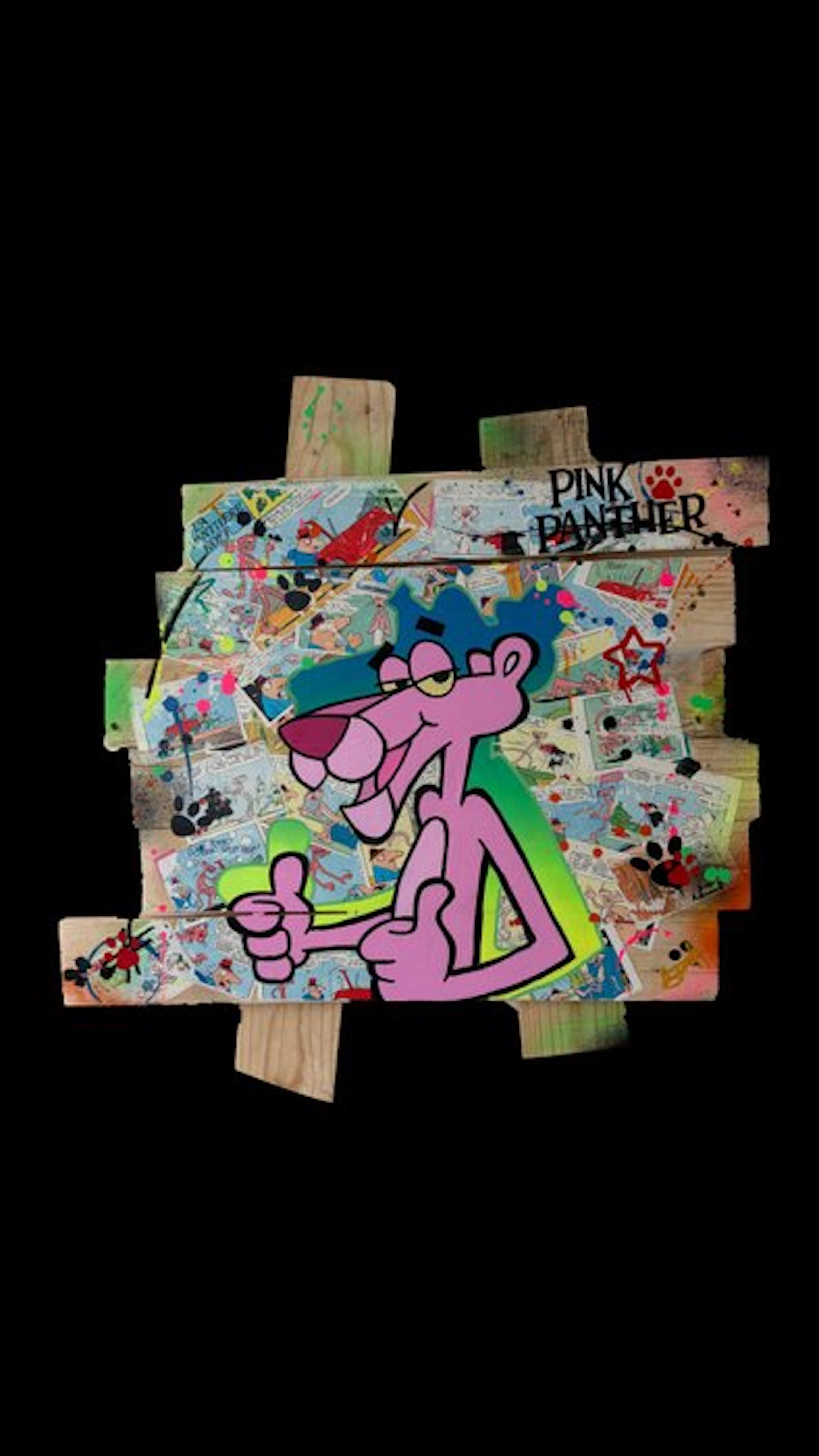 Vincent STREIFF - La Panthère Chic – Tableau Pop Art sur bois de palette