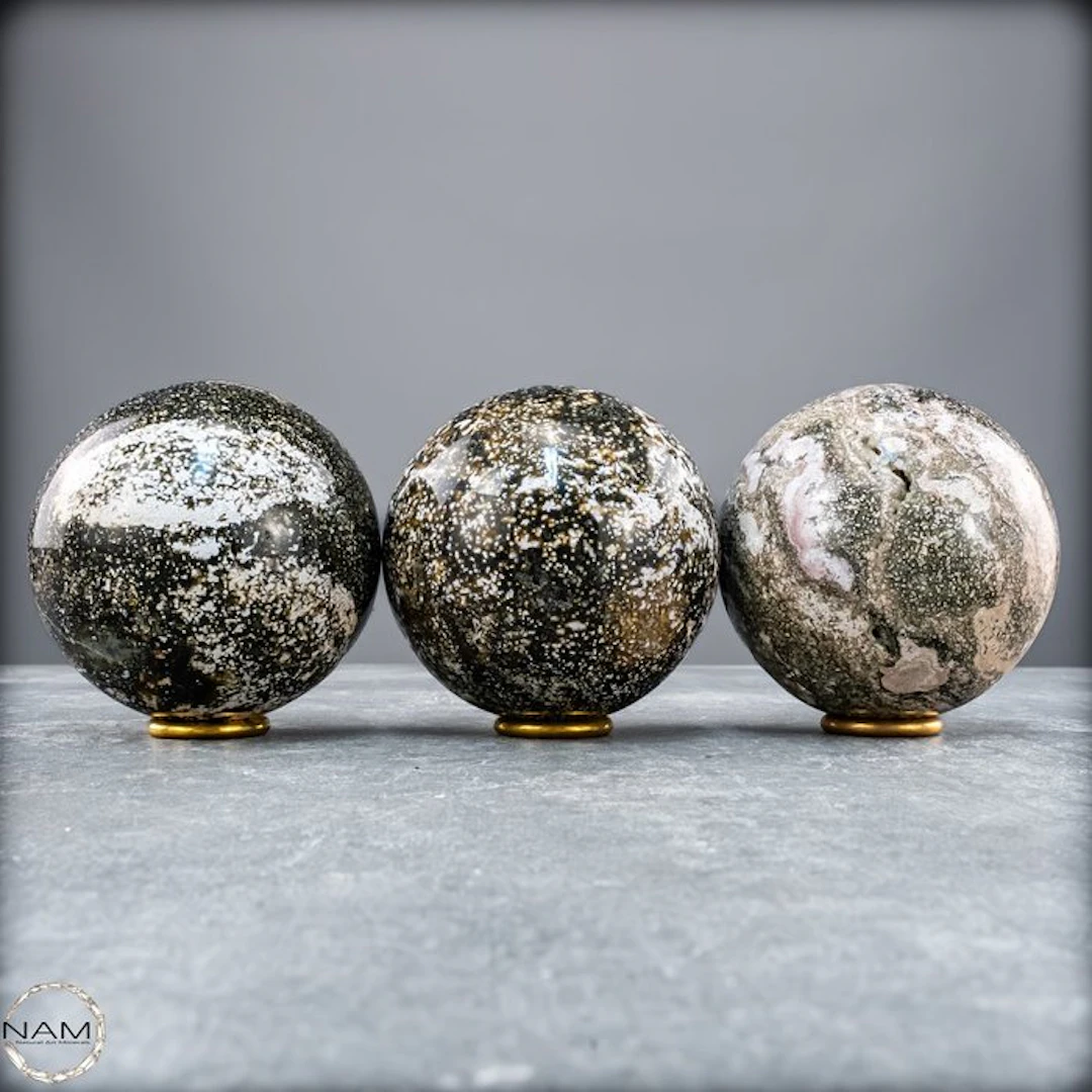 Ocean Jasper Sphere Set – Unique natural art with...