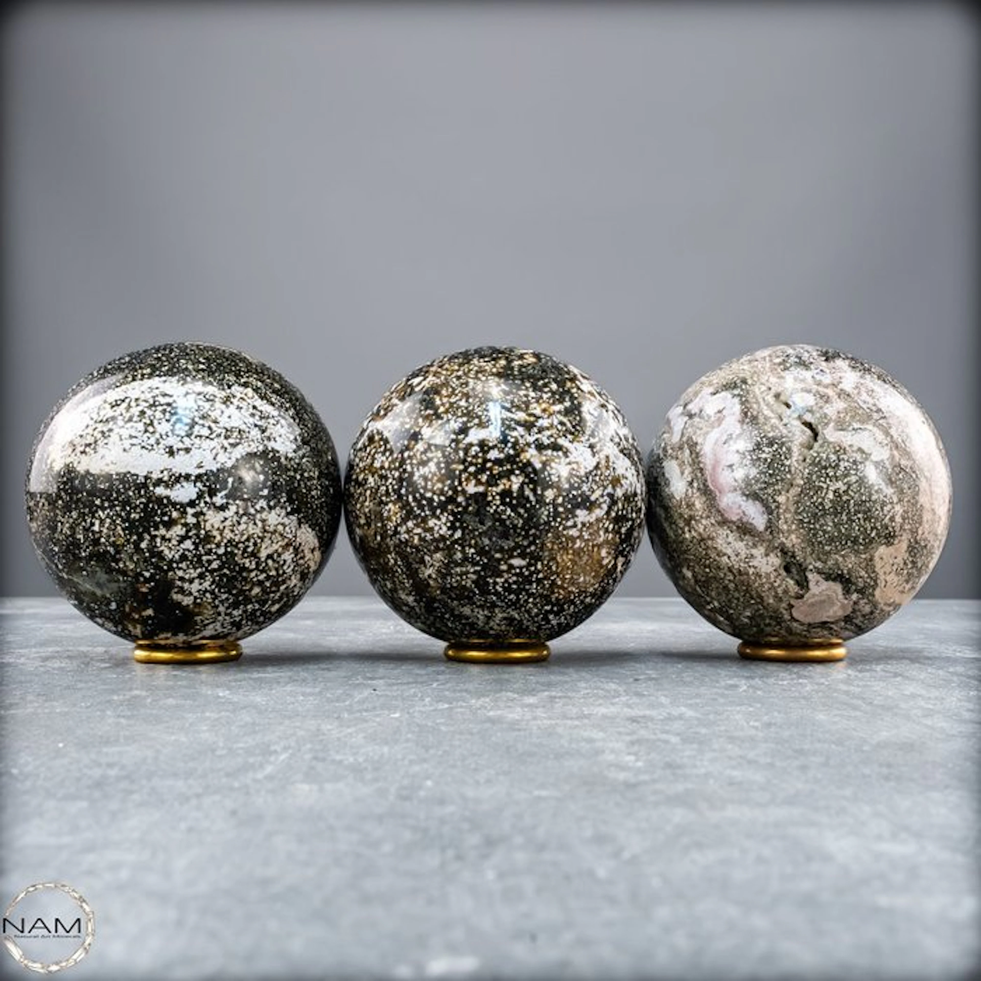 Ocean Jasper Sphere Set – Unique natural art with...
