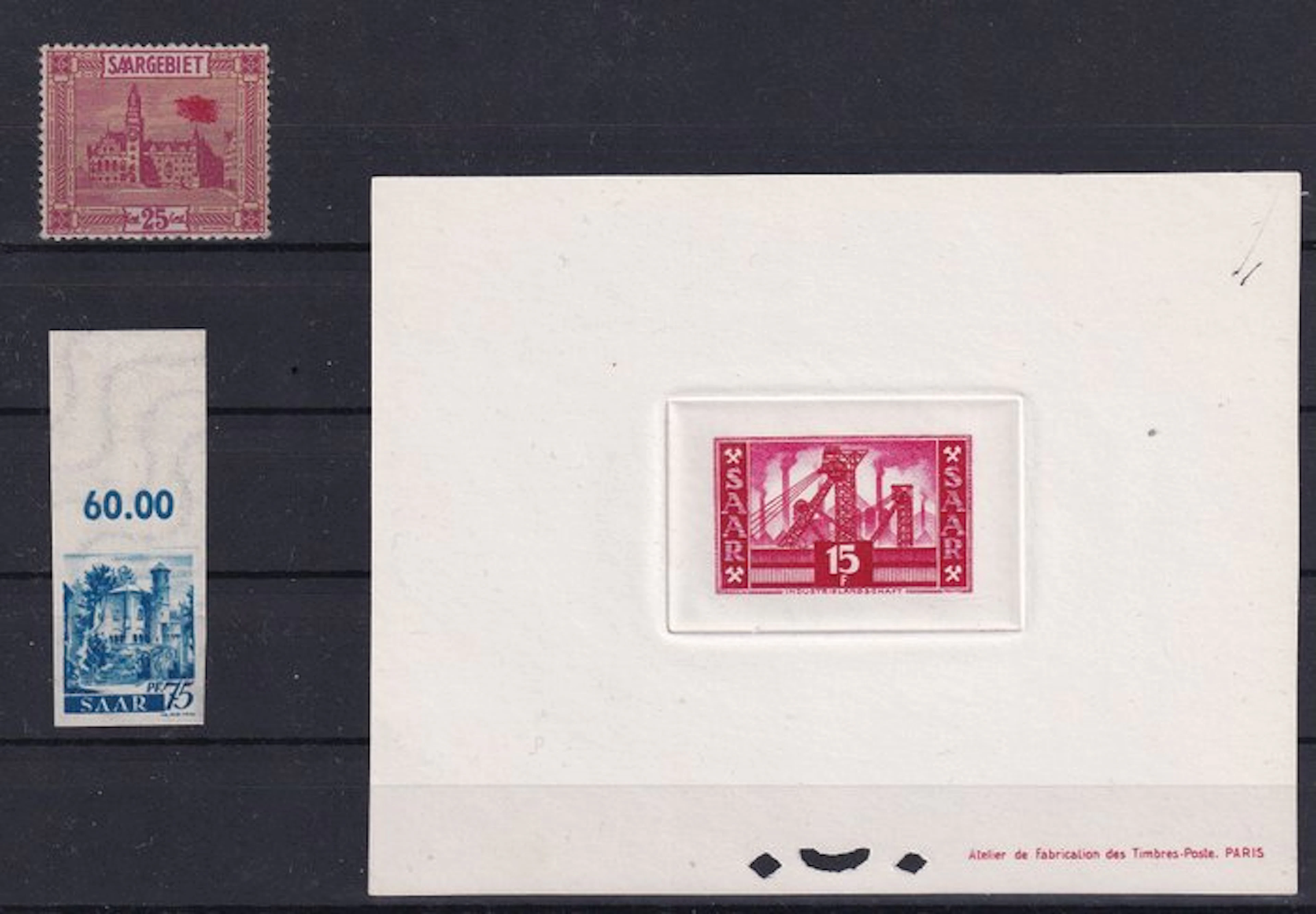 Saarland, Saar Territory. 1923/1952 - Composition: proofs, minister block.