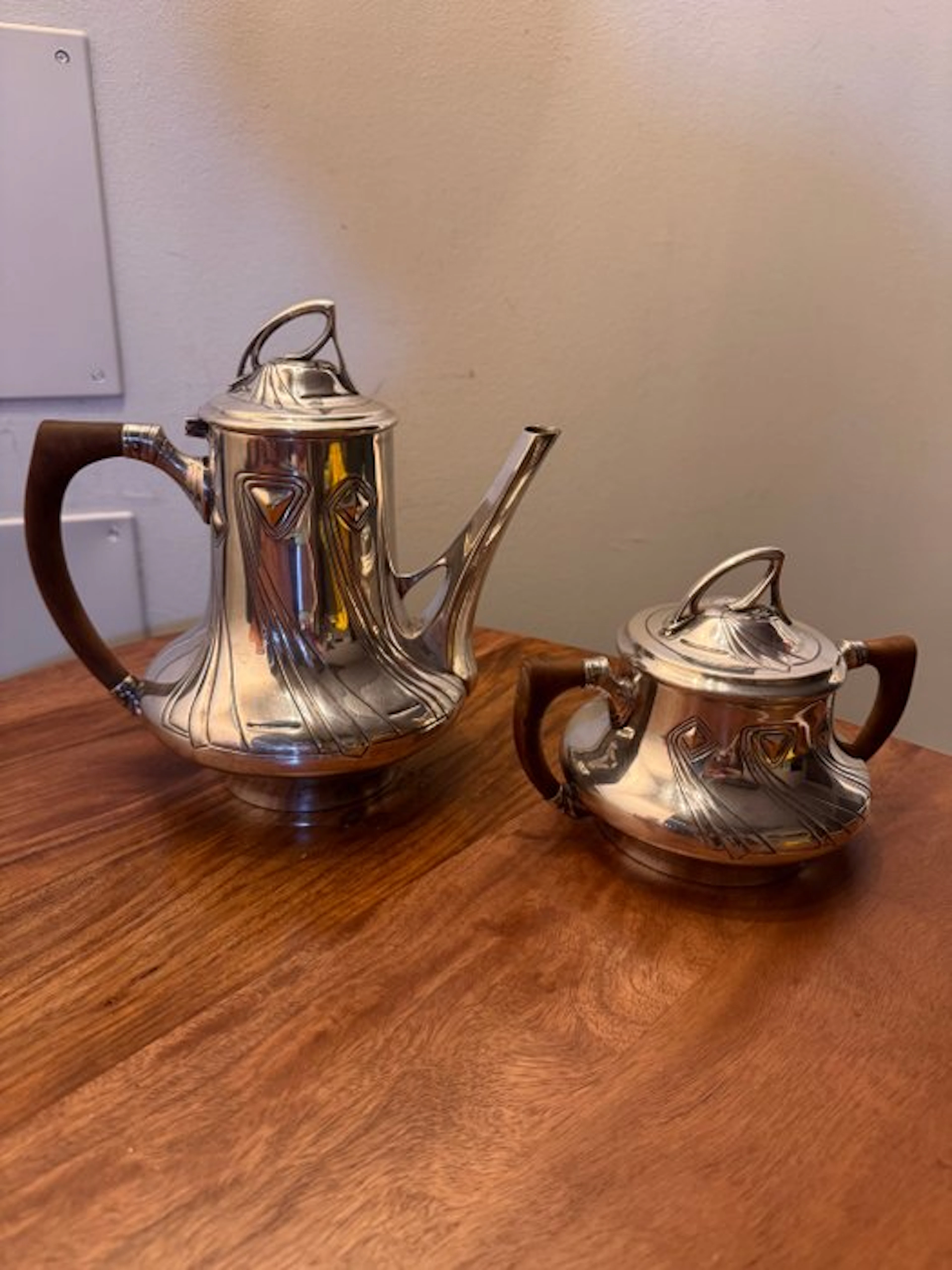 WMF / Geislingen - Coffee set (2) - Metal, Wood, Silverplated - Jugendstil
