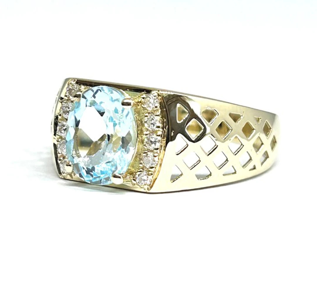 Ring - 18 kt. Yellow gold - 2.30ct. tw. Topaz - Diamond