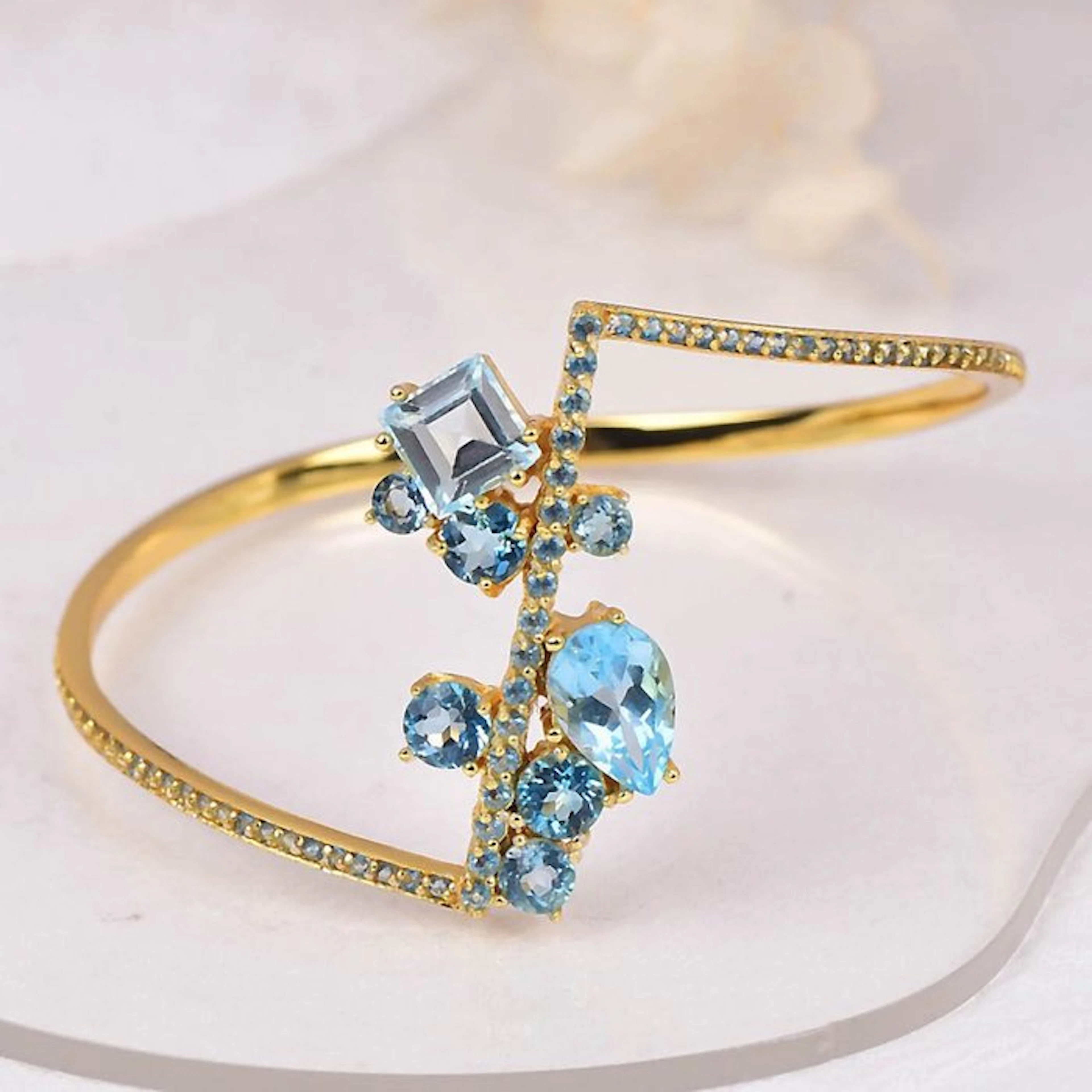 No reserve price - Bracelet Silver - Topaz - Certified