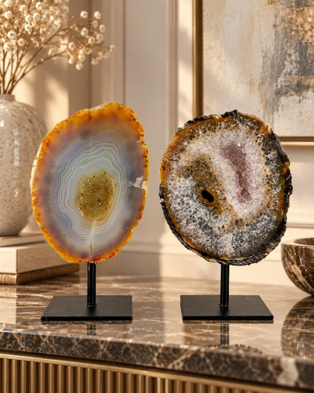 NO RESERVE PRICE - Rare natural agate - rock crystal...