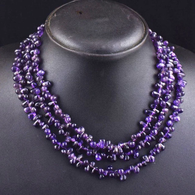 Really nice a 3 wire necklace handmade amethyst drop beads - 500 Cts
