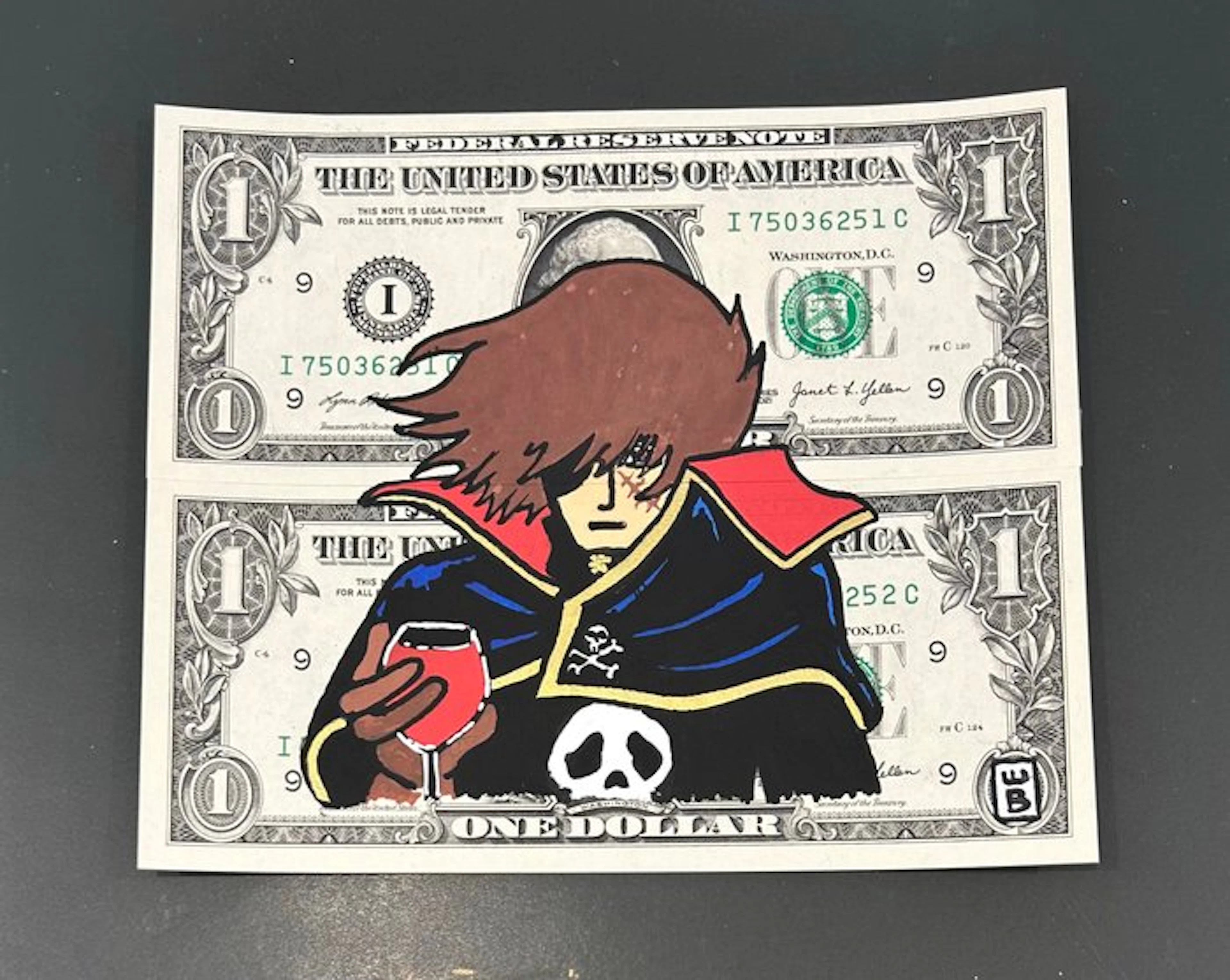 eR.B. - Street Art " Albator " sur dollars