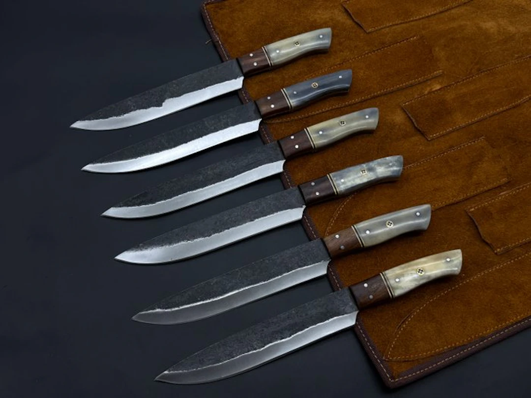 Japanese Style Kitchen Knife SET With Leather BAG...