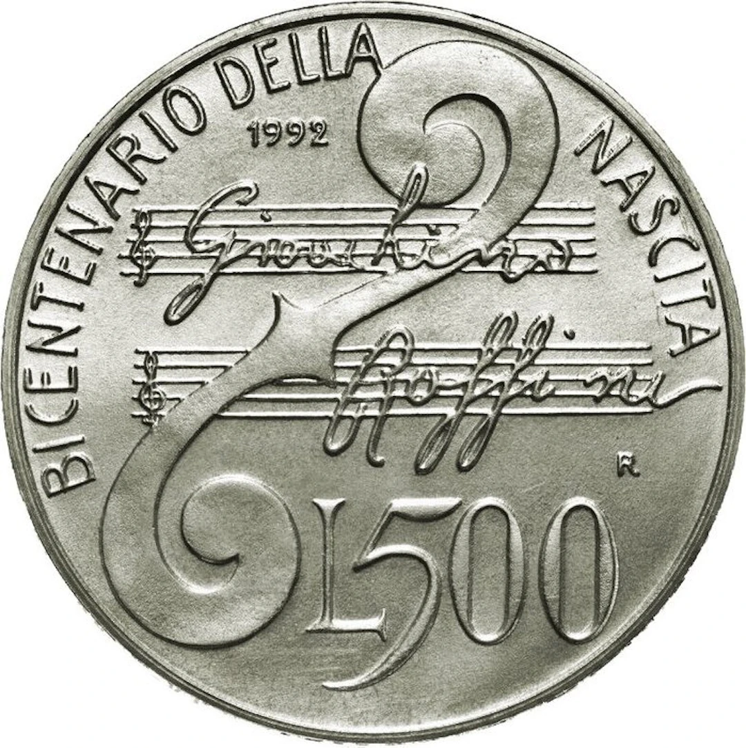 Italy. 500 Lire 1992 "Gioacchino Rossini " BU (No reserve price)