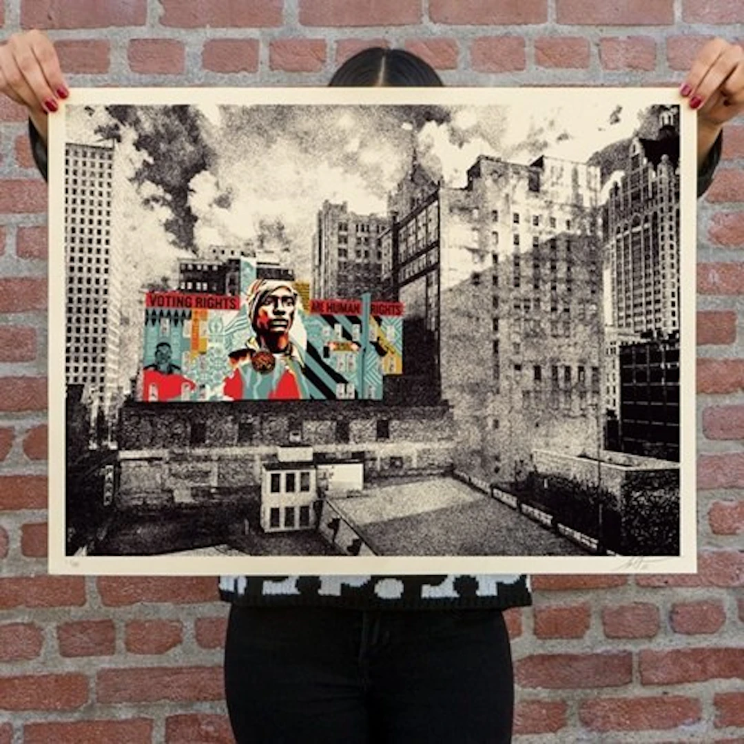 Shepard Fairey (OBEY) (1970) - Voting Rights Are Human Rights MKE Mural