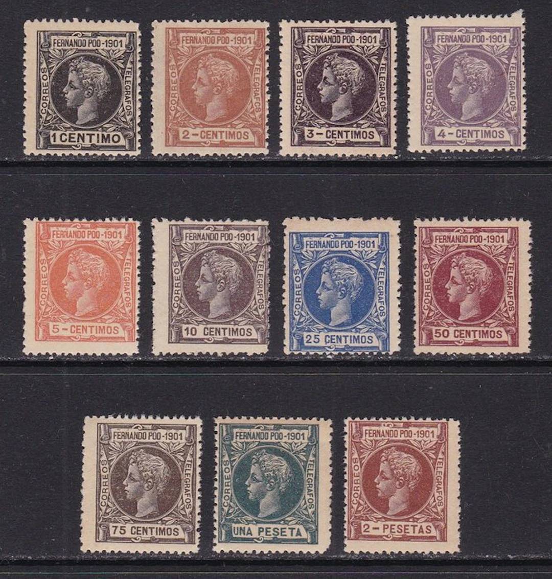 Fernando Poo 1901 - Alfonso XIII - Incomplete Series...