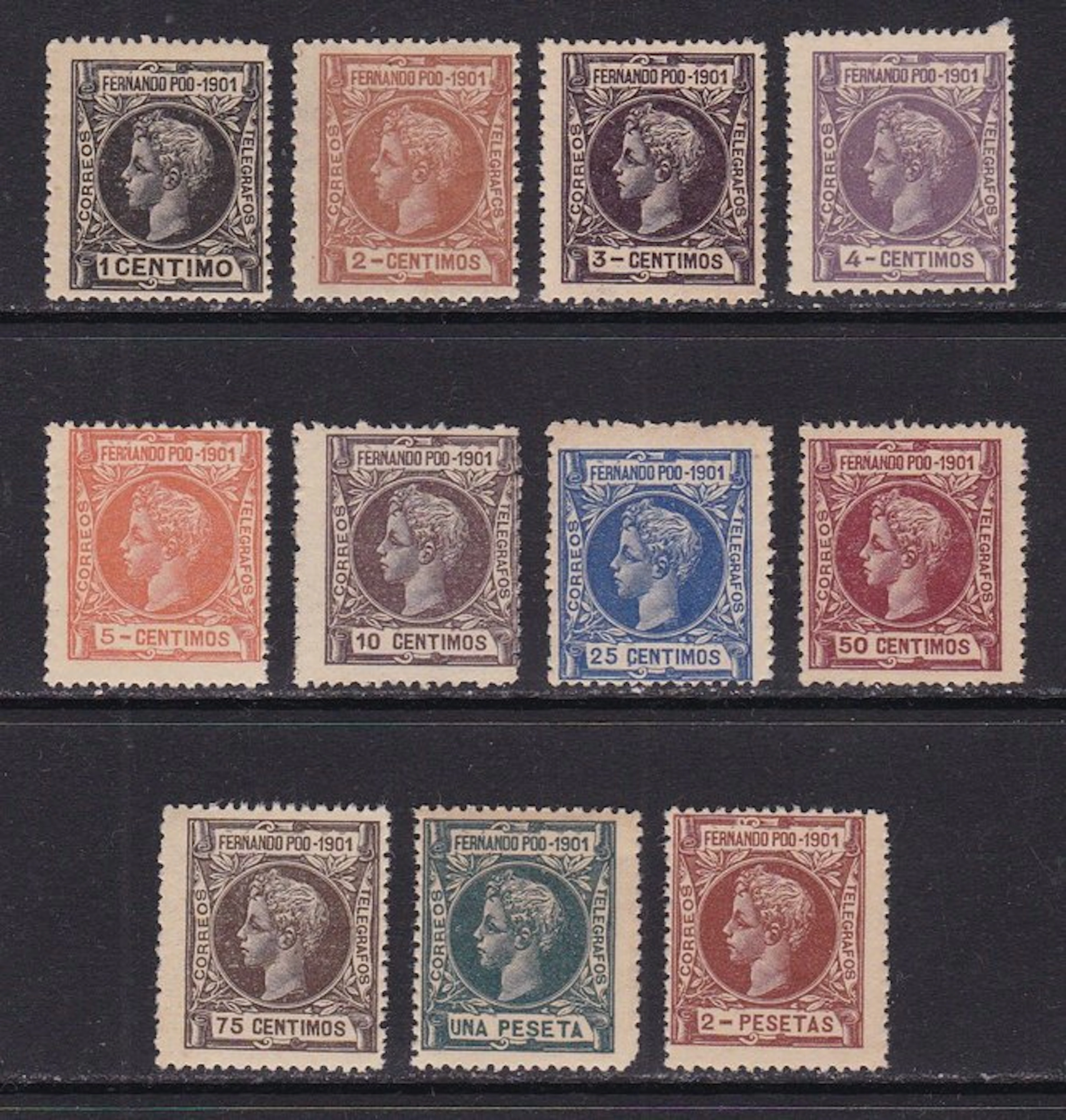Fernando Poo 1901 - Alfonso XIII - Incomplete Series...