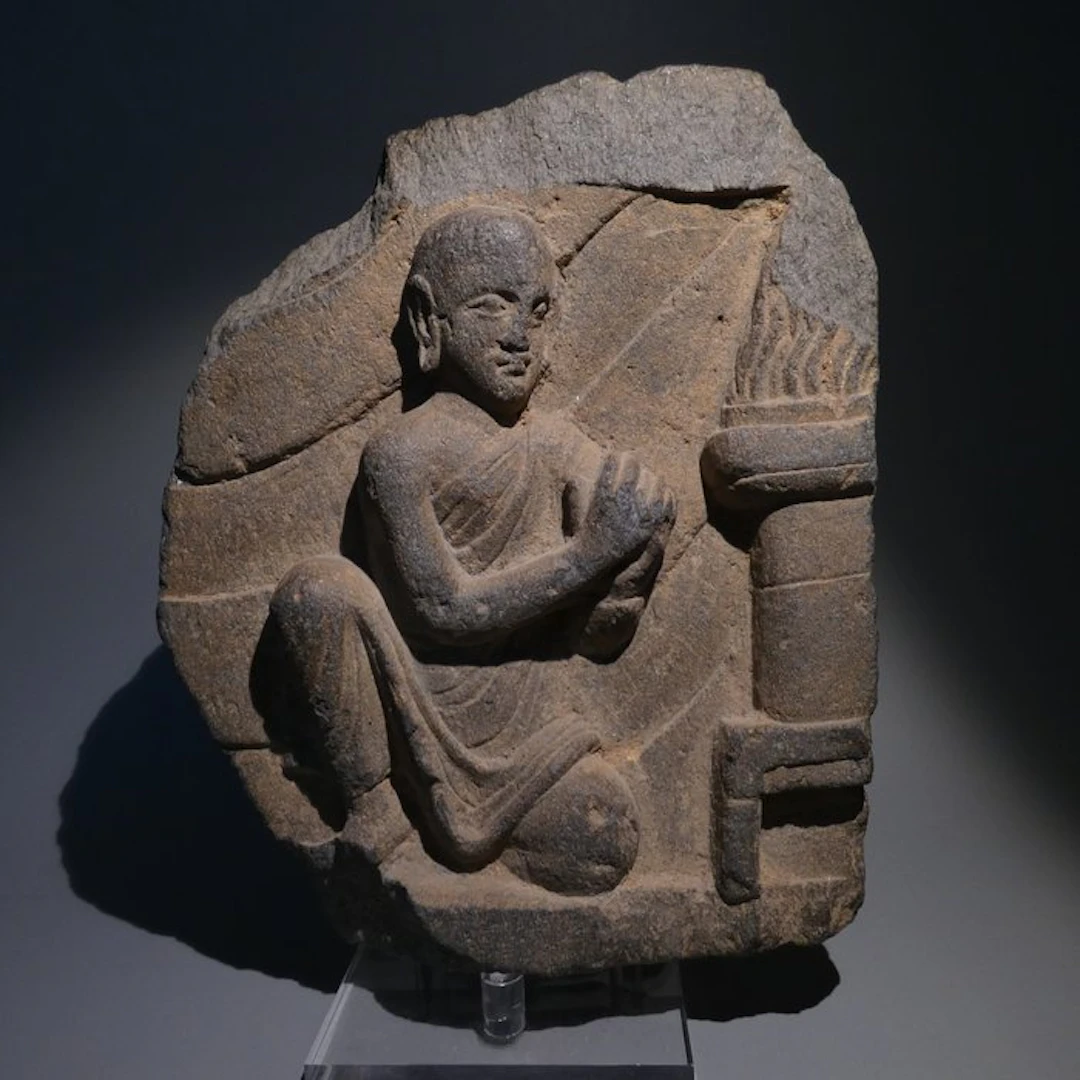 Gandhara Schist Relief Buddhist monk. 20,5 cm H. 1st - 2nd century A.D.