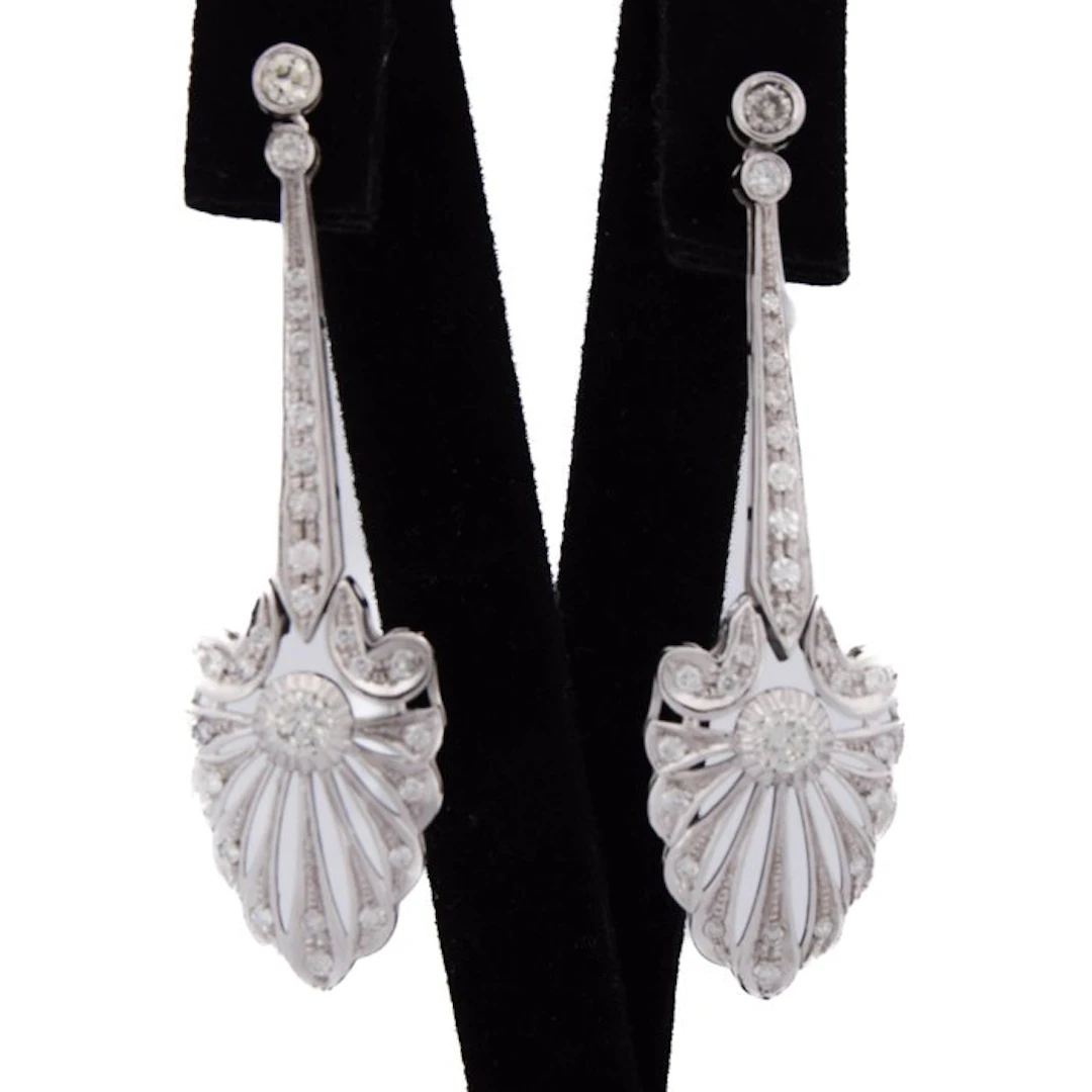 Earrings - 18 kt. White gold - 1.30ct. tw. Diamond (Natural) - Diamond