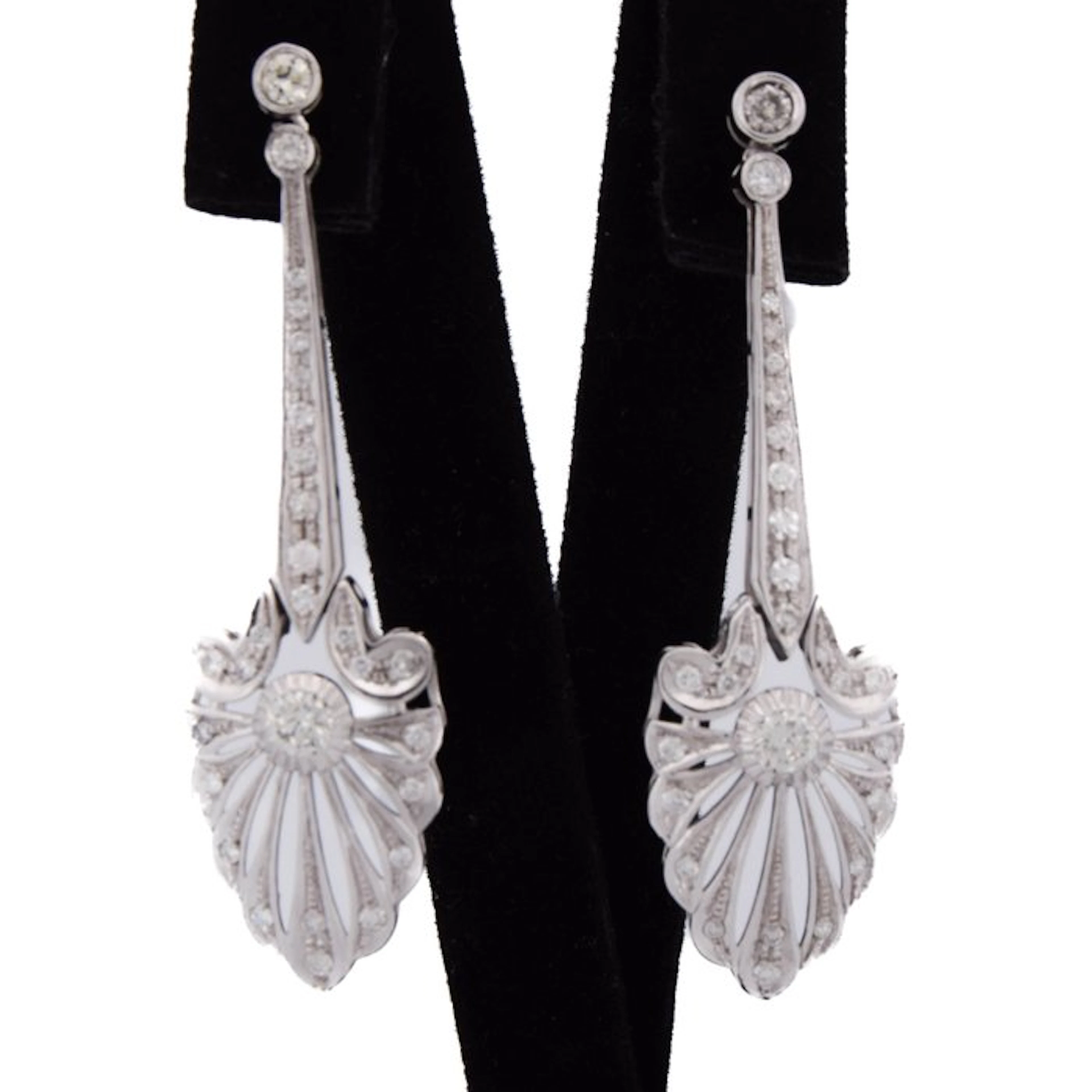 Earrings - 18 kt. White gold - 1.30ct. tw. Diamond (Natural) - Diamond