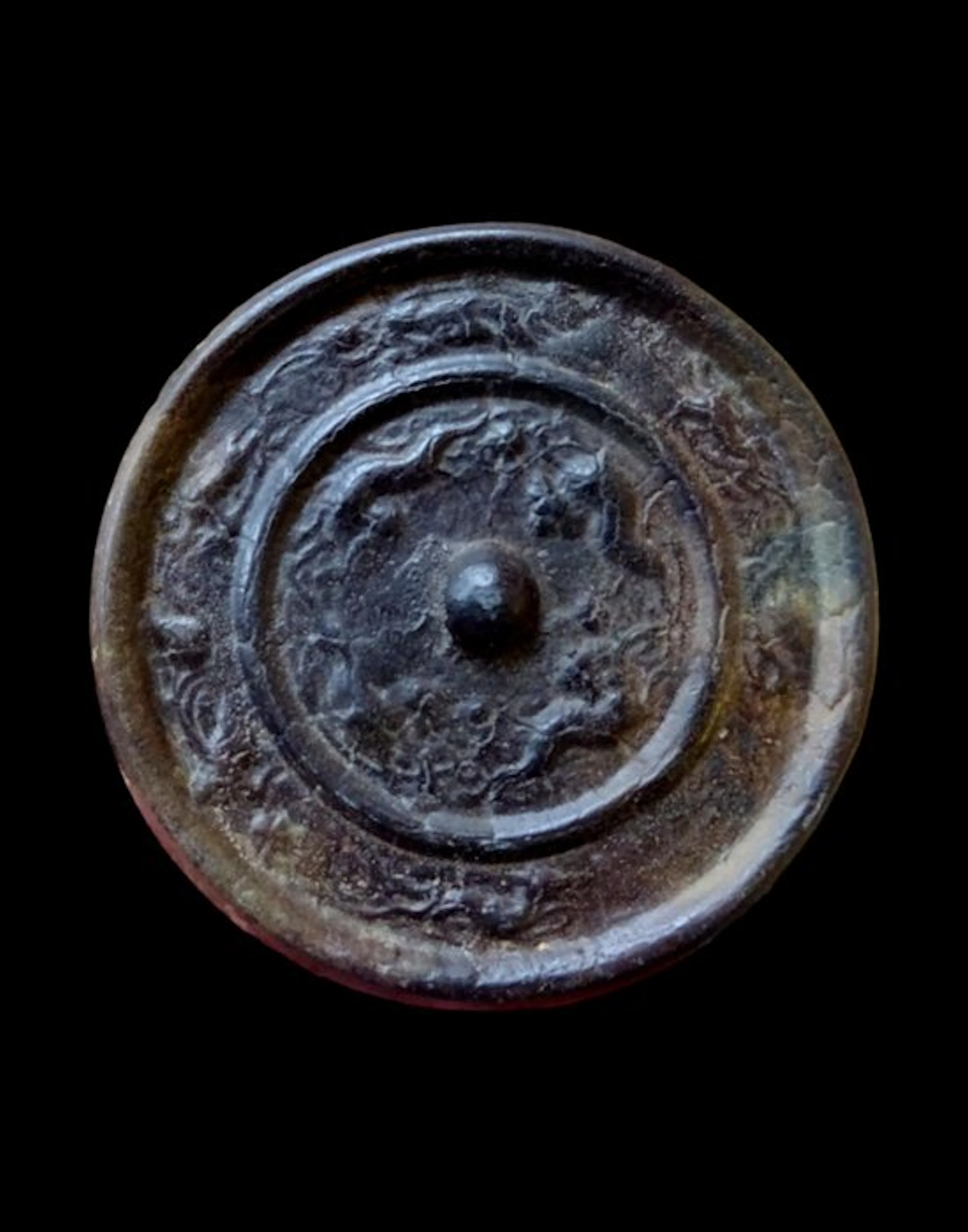 Ancient Chinese Bronze - Large mirror with relief...