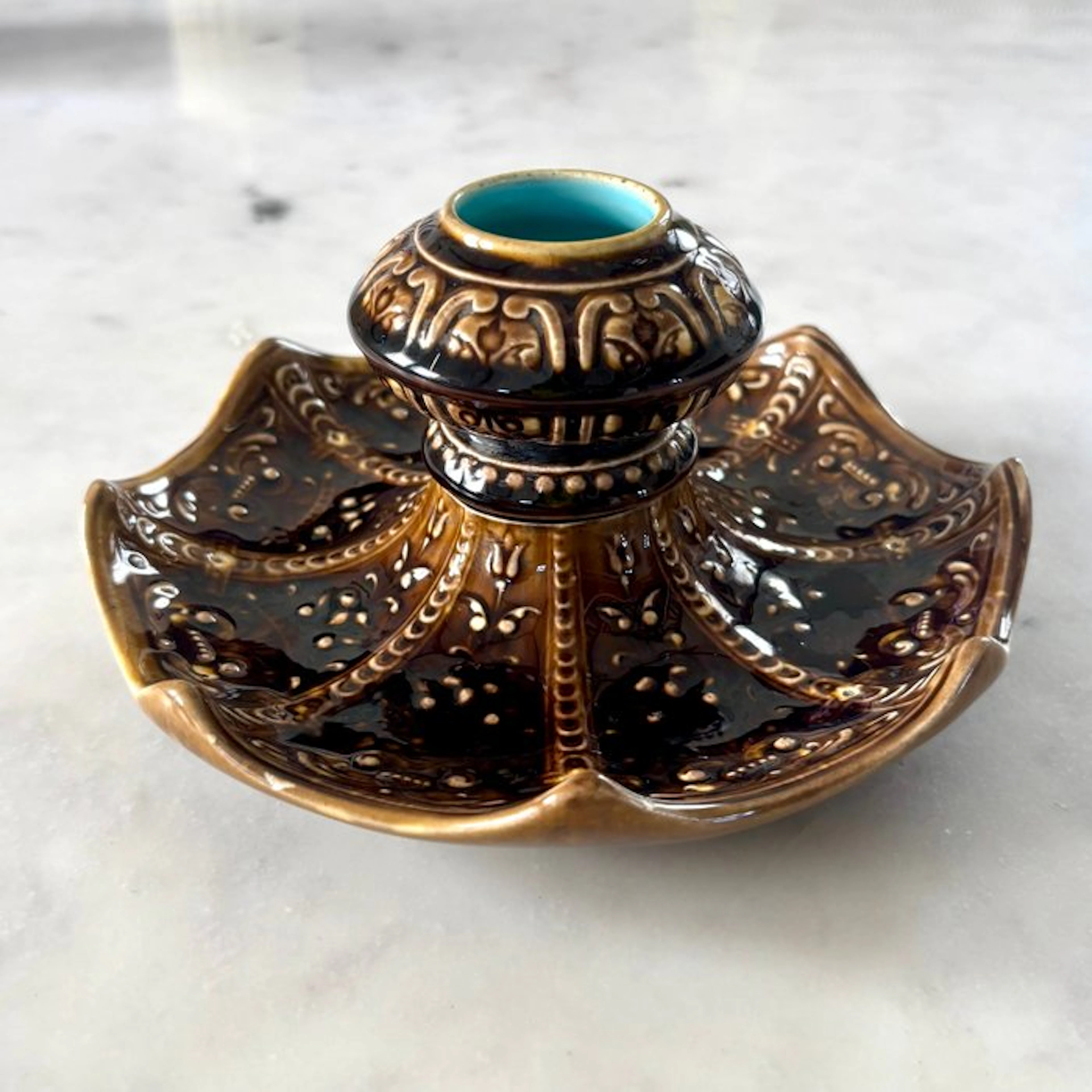 Sarreguemines MAJOLICA - Inkwell - Earthenware