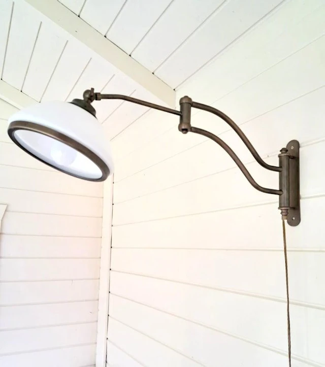 Verstelbare Muurlamp - Wall lamp - brass, opaline glass
