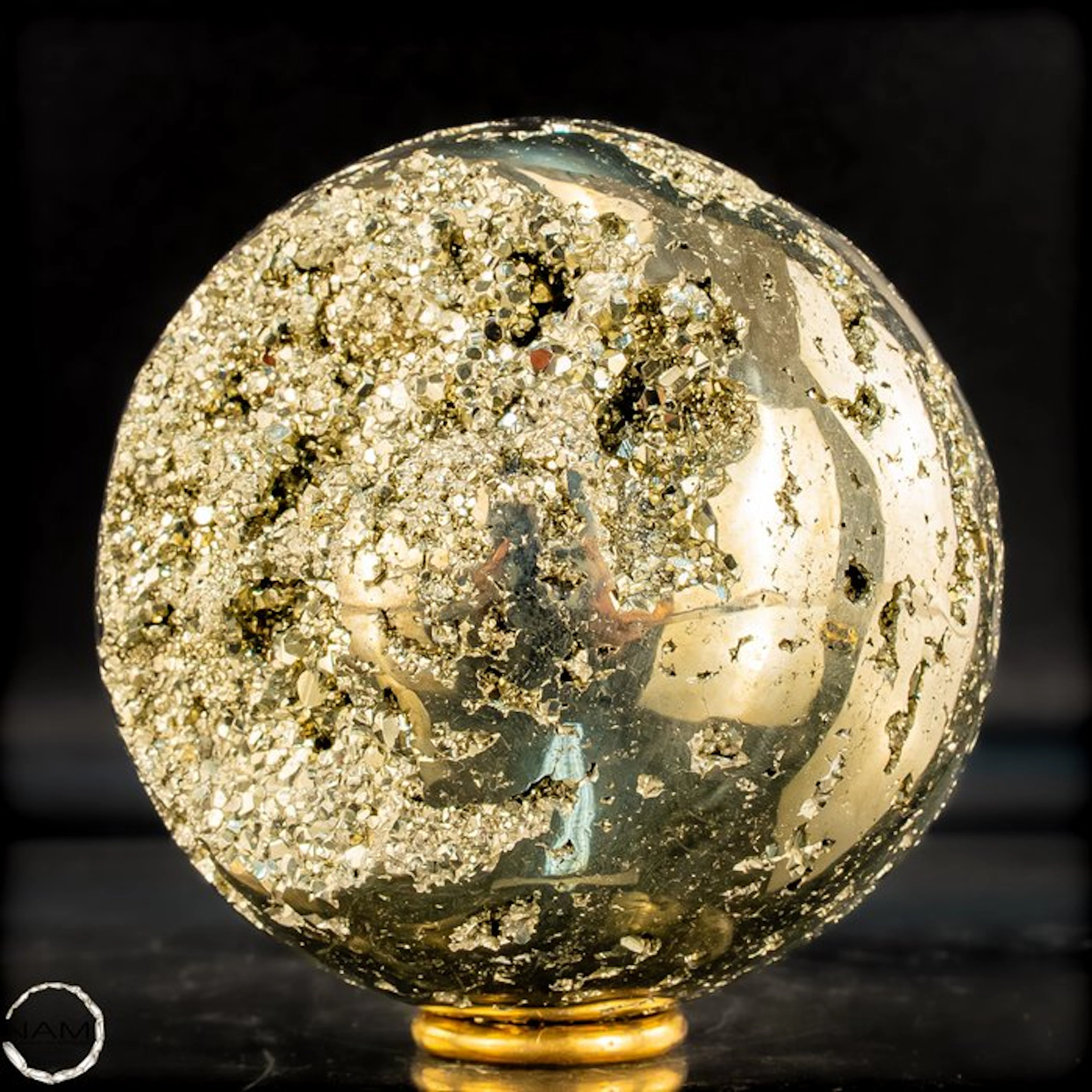 Large Natural Golden Pyrite Sphere/ Druze- 1513.46 g
