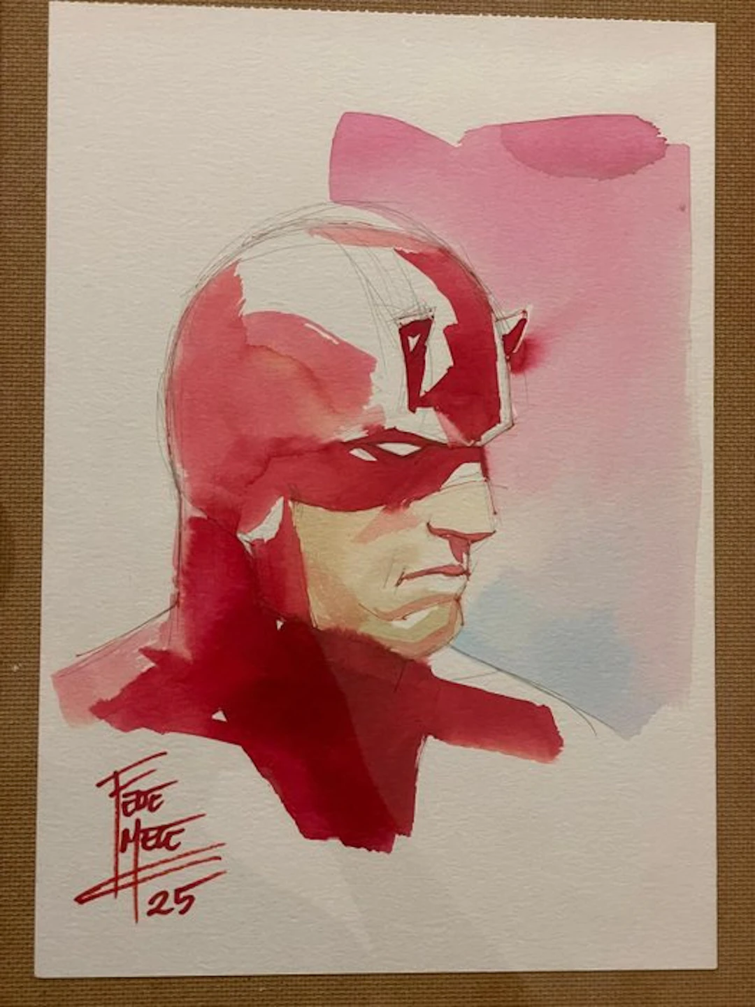 Federico Mele - 1 Original drawing - Daredevil - Watercolor Daredevil