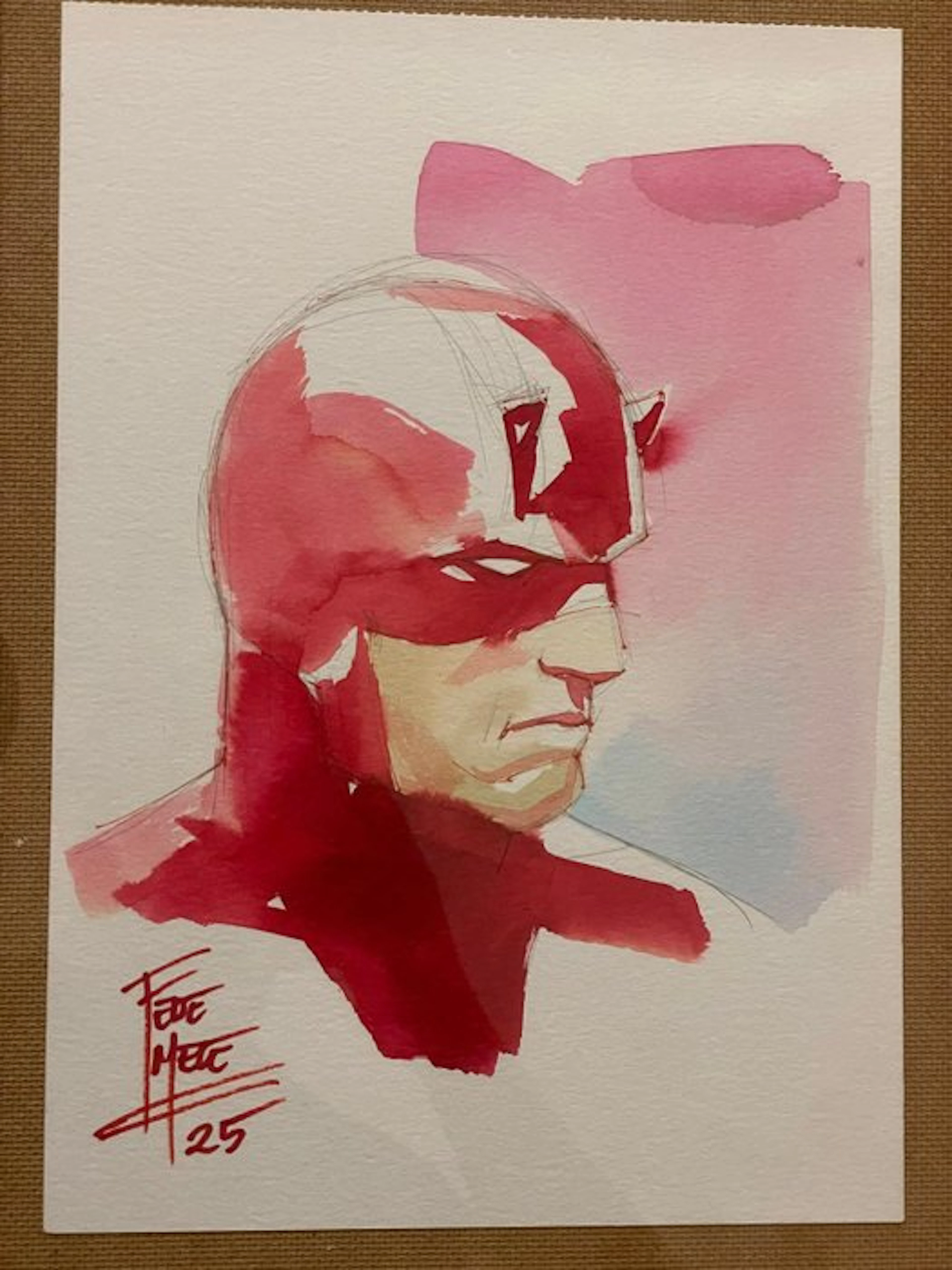 Federico Mele - 1 Original drawing - Daredevil - Watercolor Daredevil