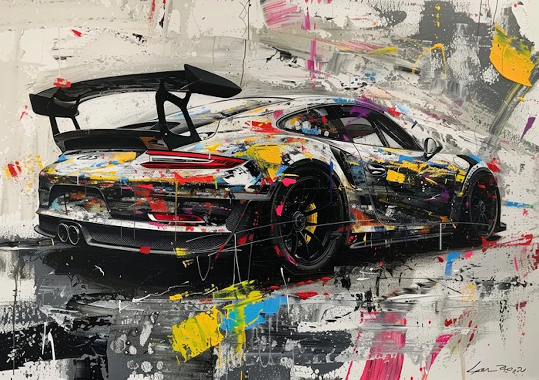 CREATIVE_HUB - PORSCHE 911 GT3 IN MULTICOLOURED ACRILIC PAINT