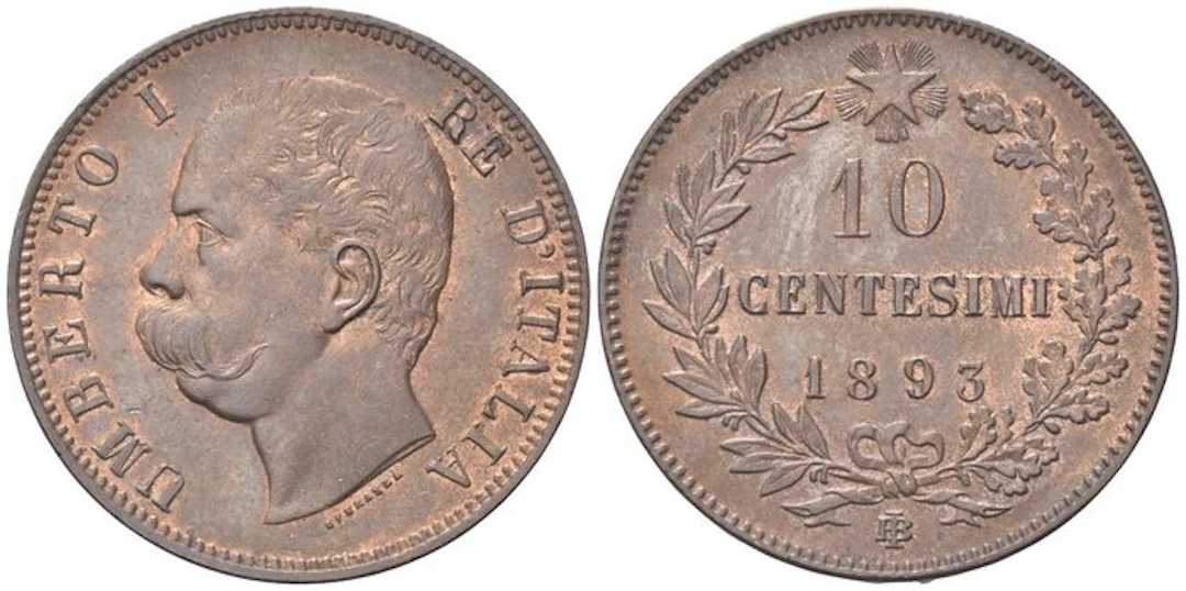 Italy, Kingdom Umberto I. 10 Centesimi 1893 (No reserve price)