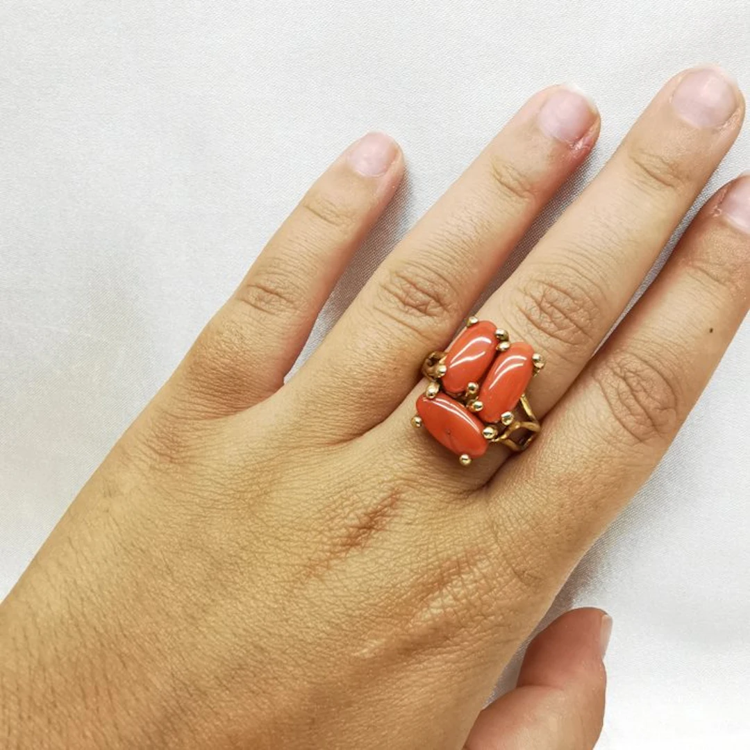 Coral - Sterling Silver 925 - Ring - Italian craftsmanship
