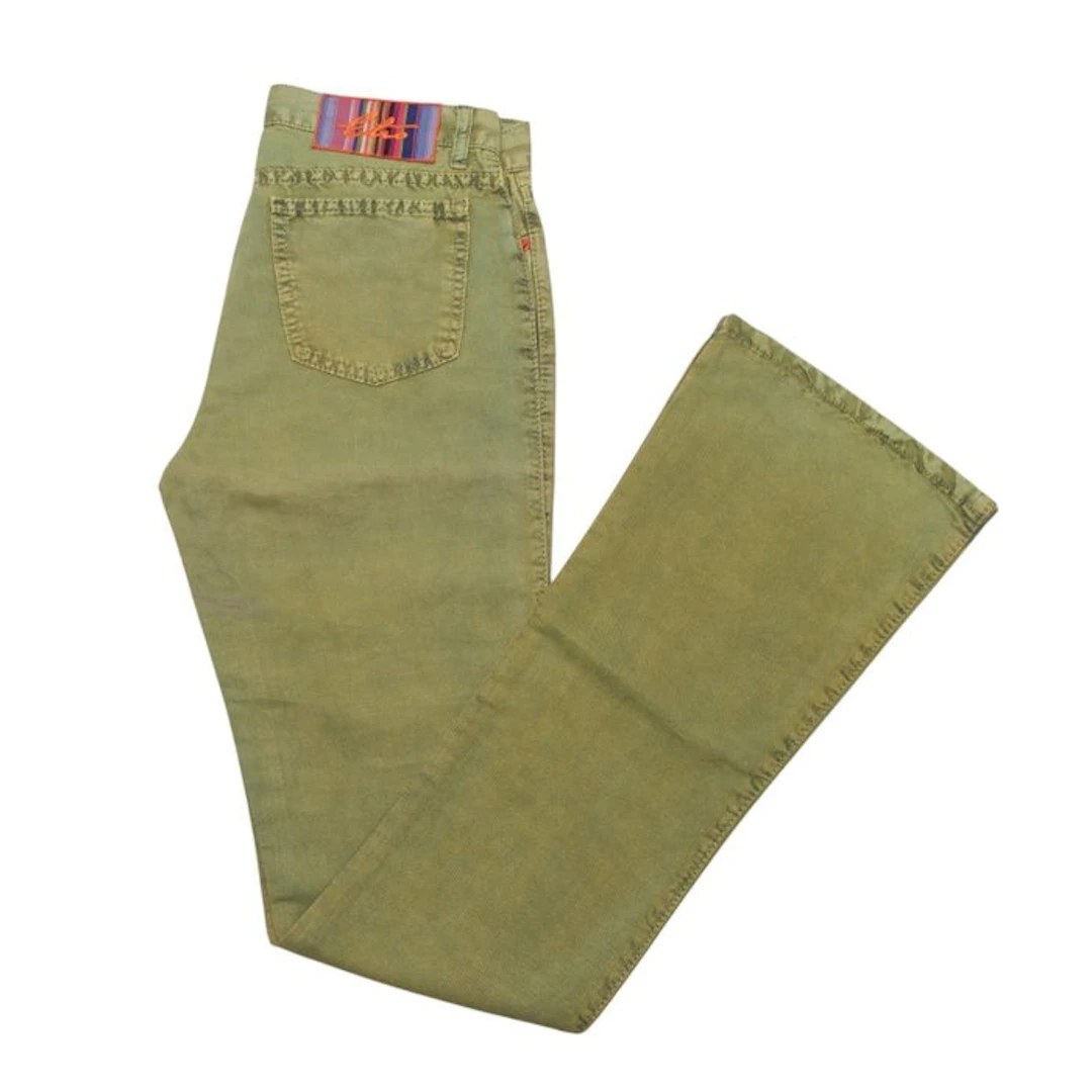 ETRO MILANO - 45 IT - Sand Green Cotton Linen Pant...